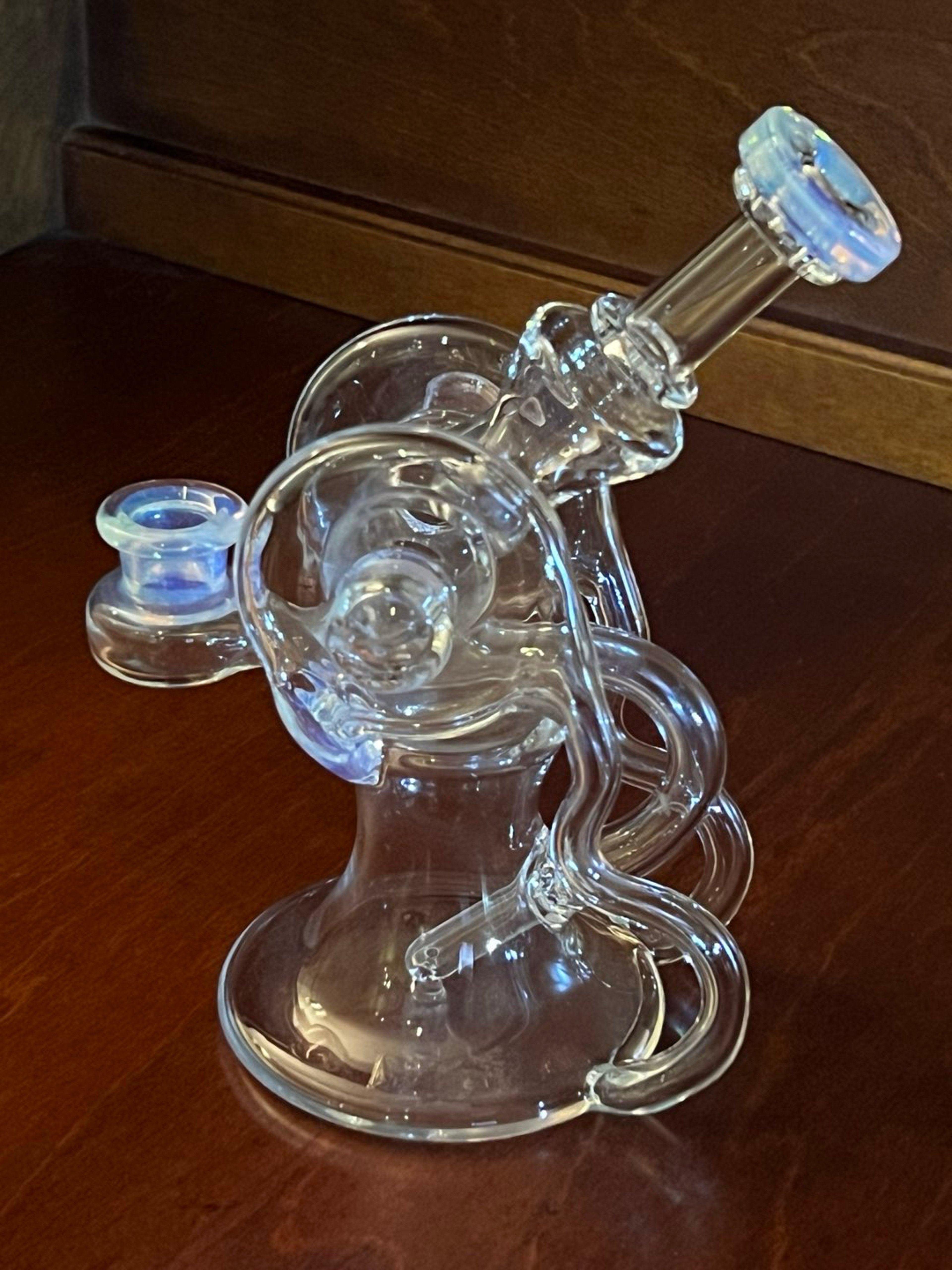 Preview pic of Ery Glass Jesus Double Recycler - Ice Blue 14mm