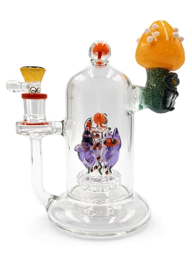 Preview pic of LOOKAH 8 INCH MINI CUTE CLOWN MUSHROOM GLASS RIG