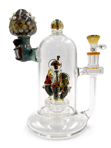 Preview pic of LOOKAH 8 INCH MINI CUTE CLOWN MUSHROOM GLASS RIG