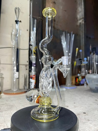 Preview pic of 9.5” tall 10mm joint, plasma cfl color(banger and slurper set not included )