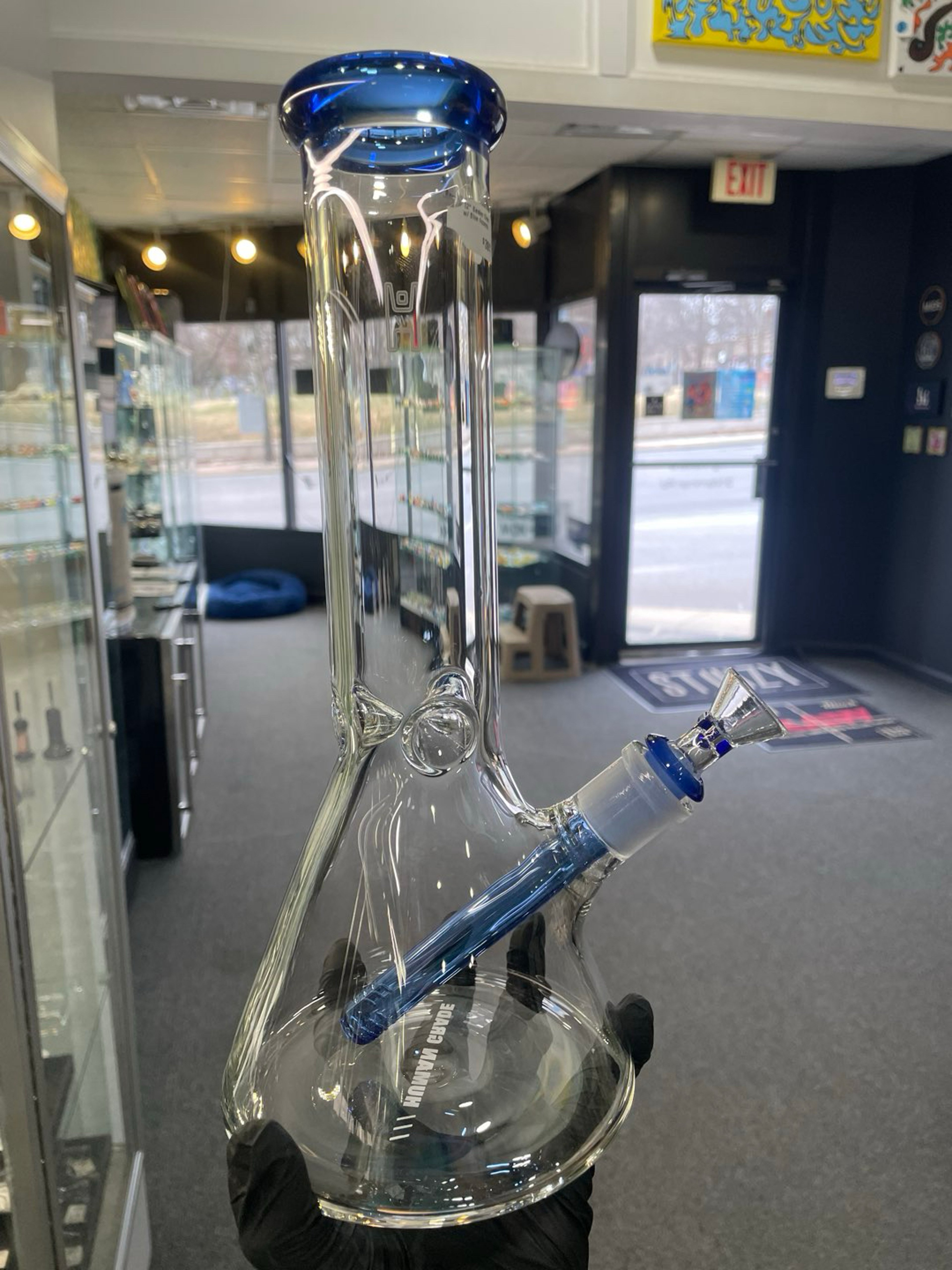 12” Beaker Clear w/ Blue image 0