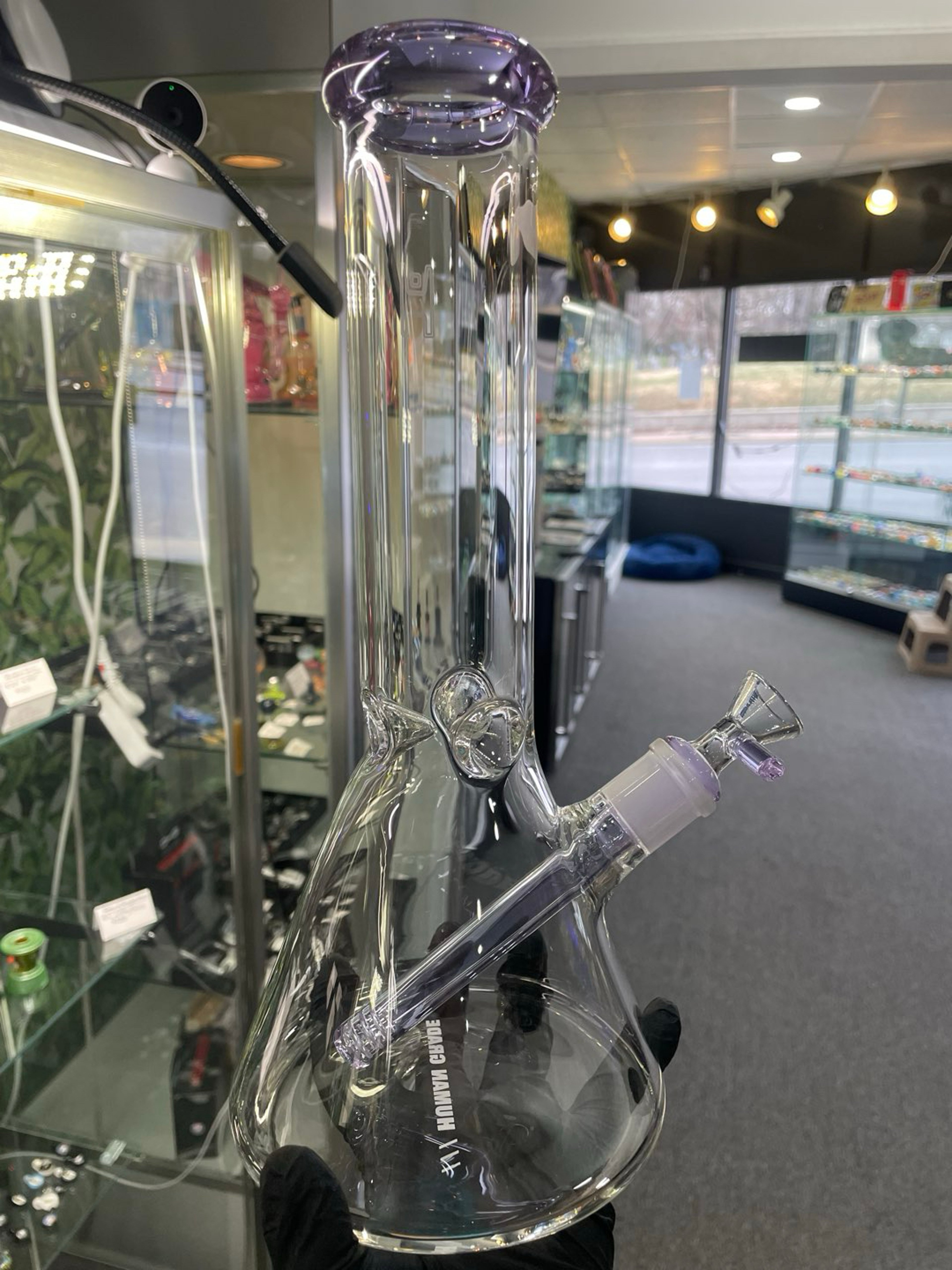 12” Beaker Clear w/ Lavender image 0