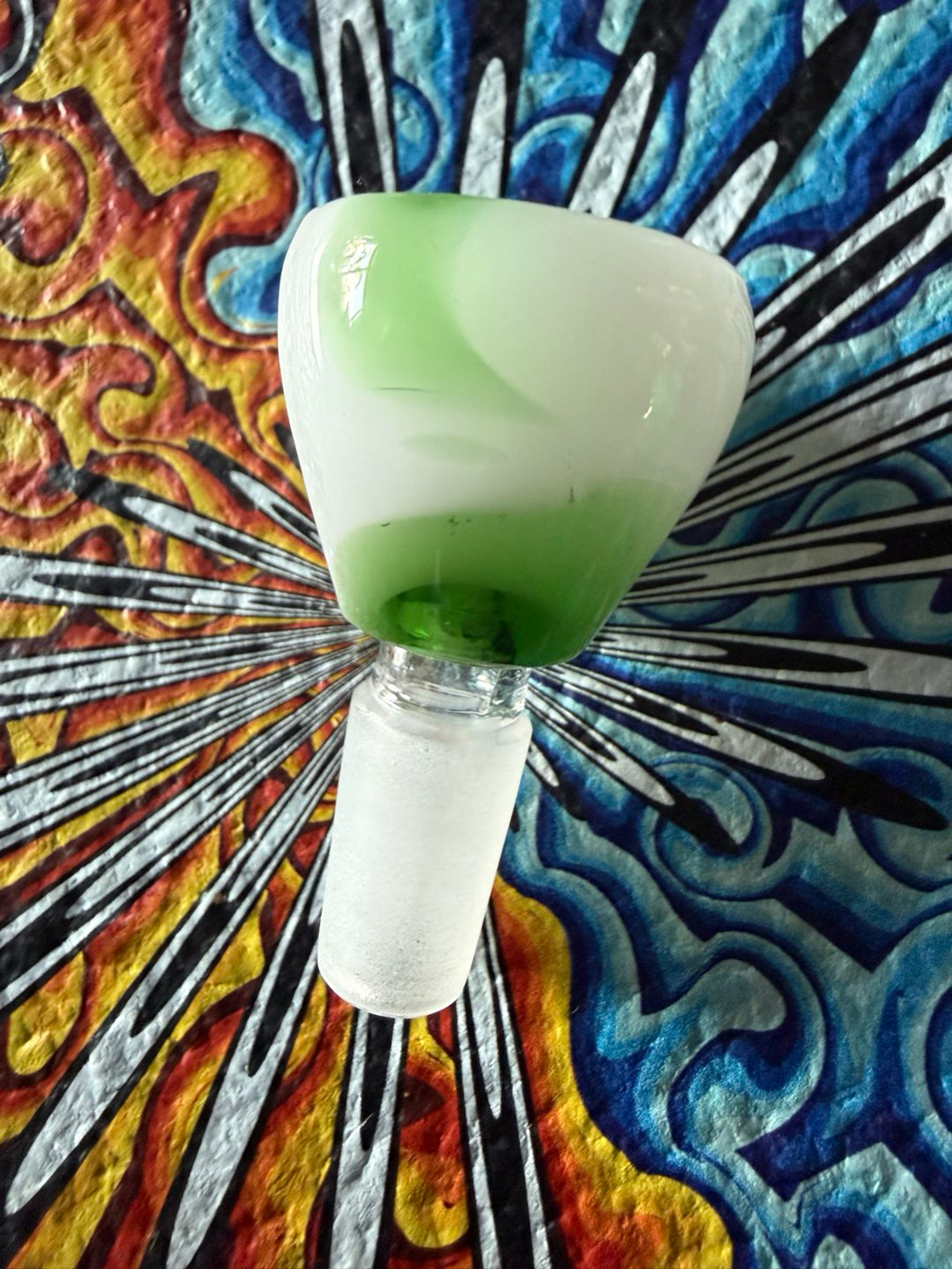 Preview pic of No Reserve Auction! - Marbled Bowl Piece 14mm green and white