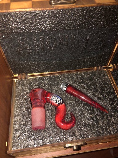 Preview pic of Shonlys glass Pom cropal over rose quartz fw slide n poker