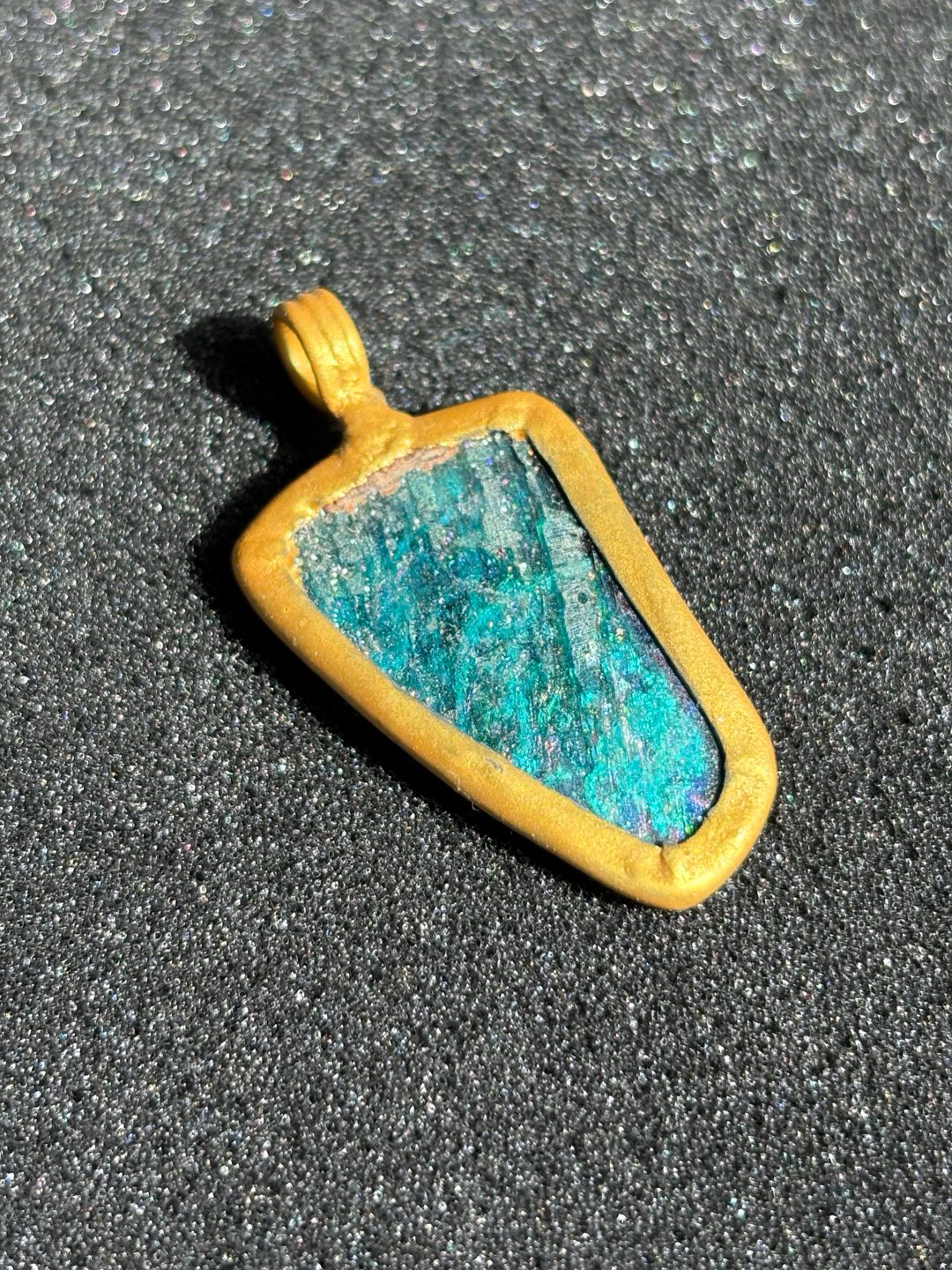 Ancient Roman Glass Gold Pendant image 0