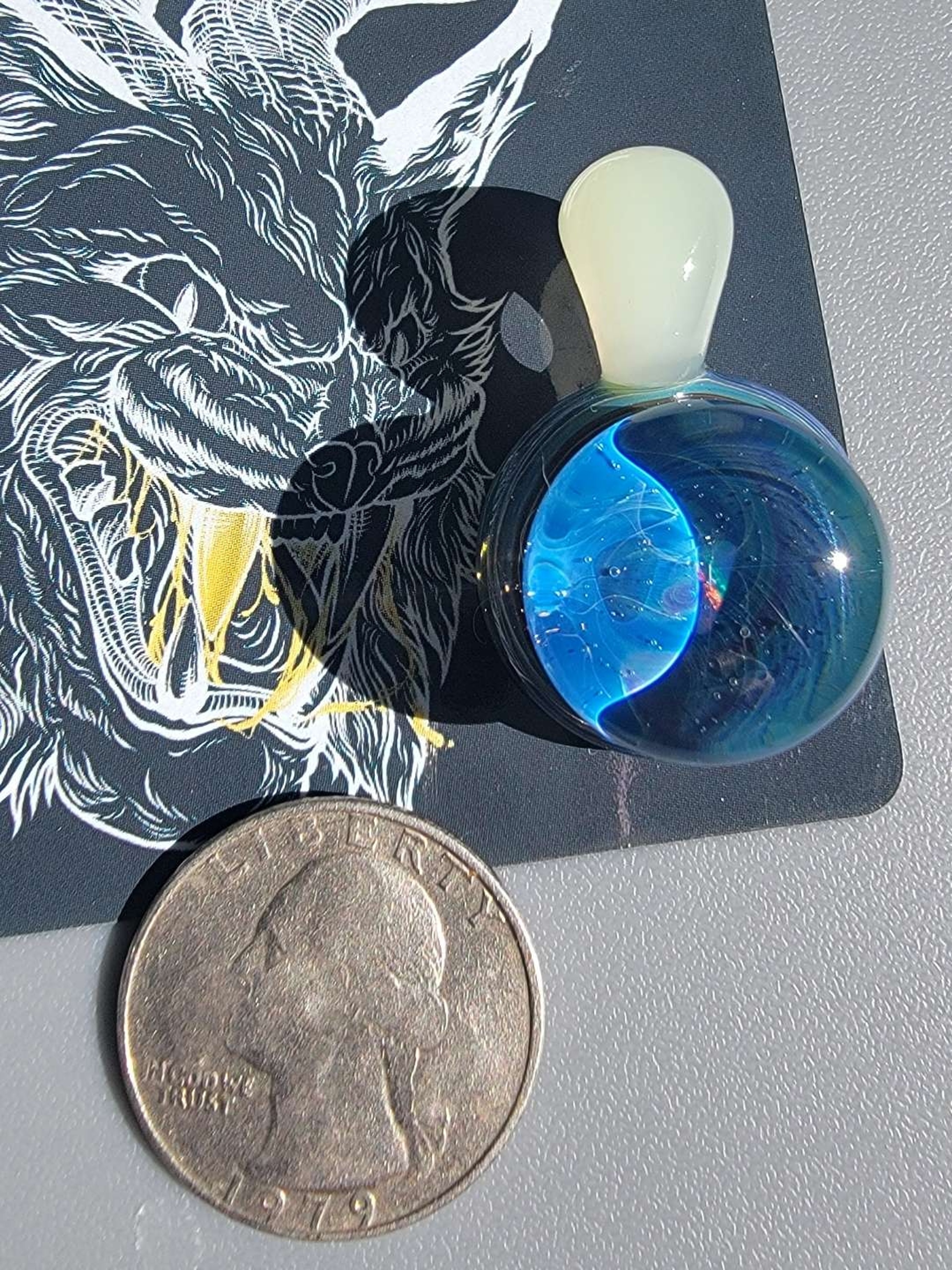 Purple Sable & Electric Coconut Opal Pendant UV image 0
