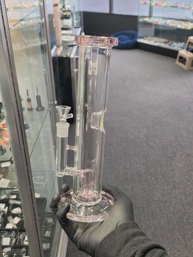 Preview pic of 12" Straight Tube Clear w/ Pink