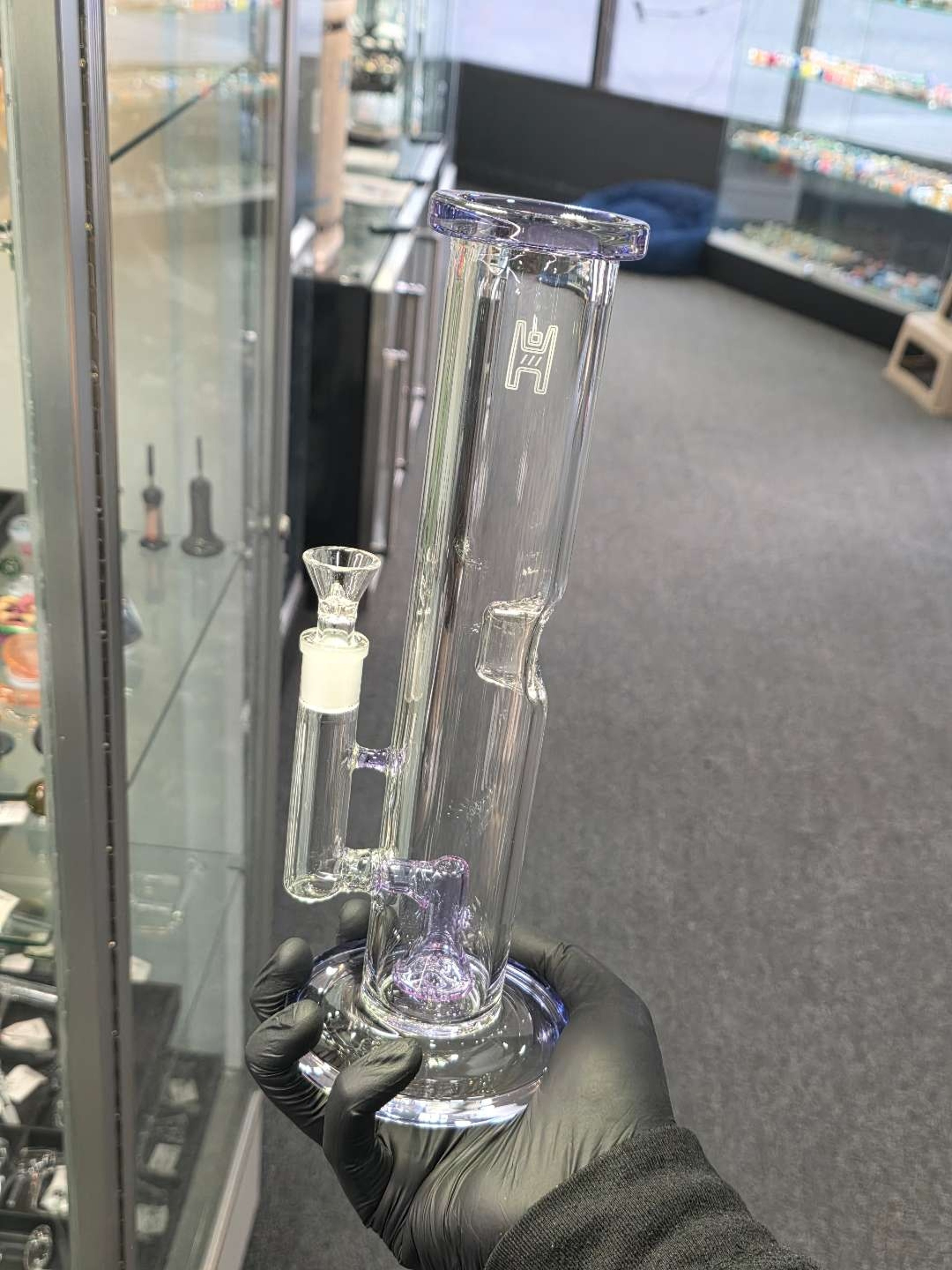 12" Straight Tube Clear w/ Purple image 0