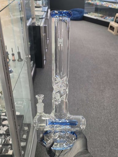 Preview pic of Inline Perc Waterpipe w/ Triple Ice Catcher Blue