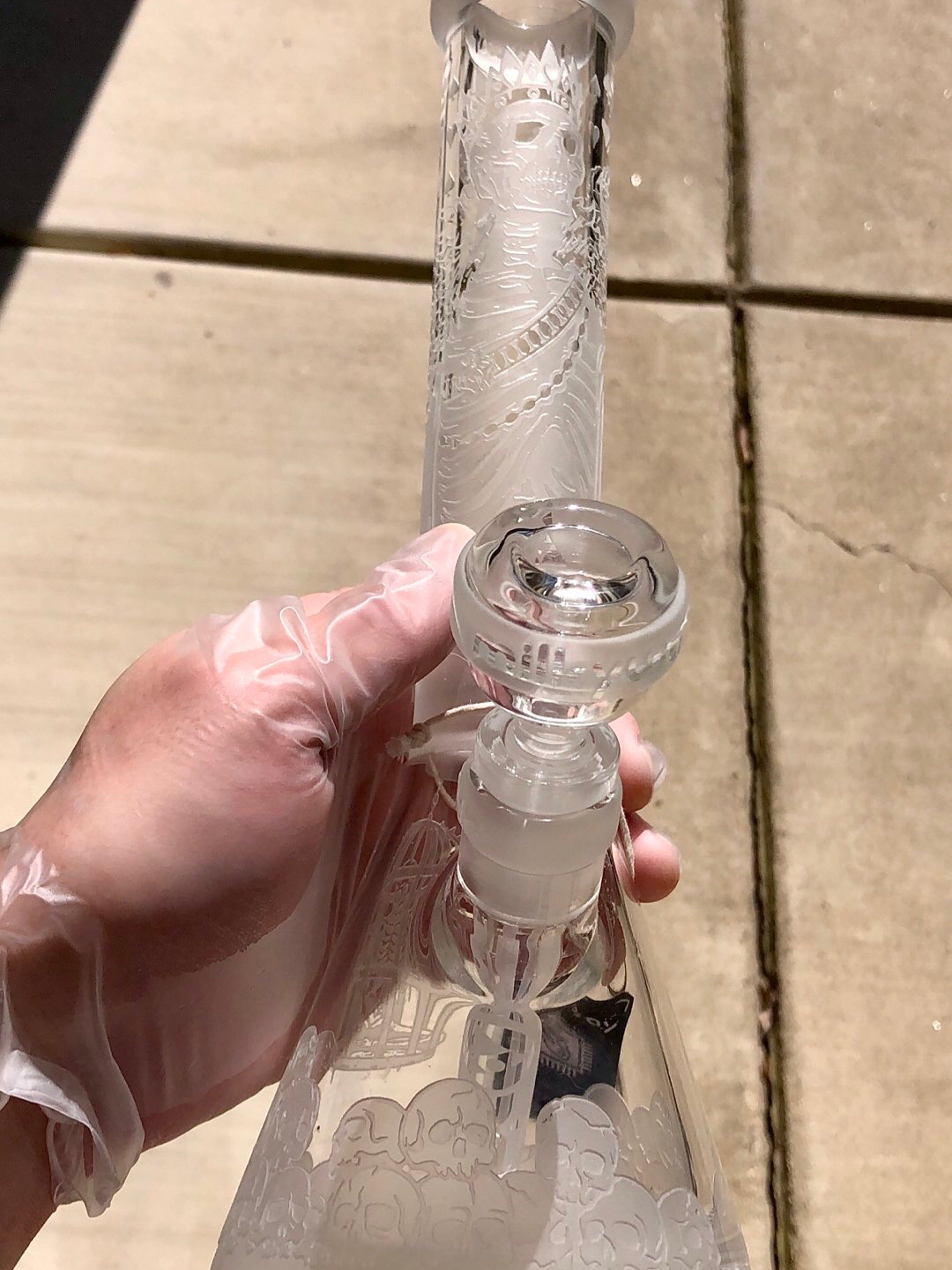 Preview pic of Milky Way Glass 11" Unholy Coronation Sandblasted Beaker - 14mm - Mint