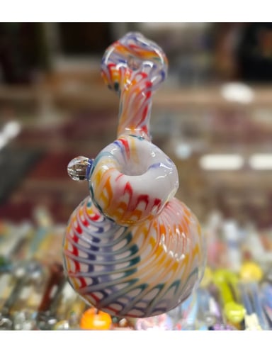 Preview pic of Hotmess Glass White Rainbow Bubbler