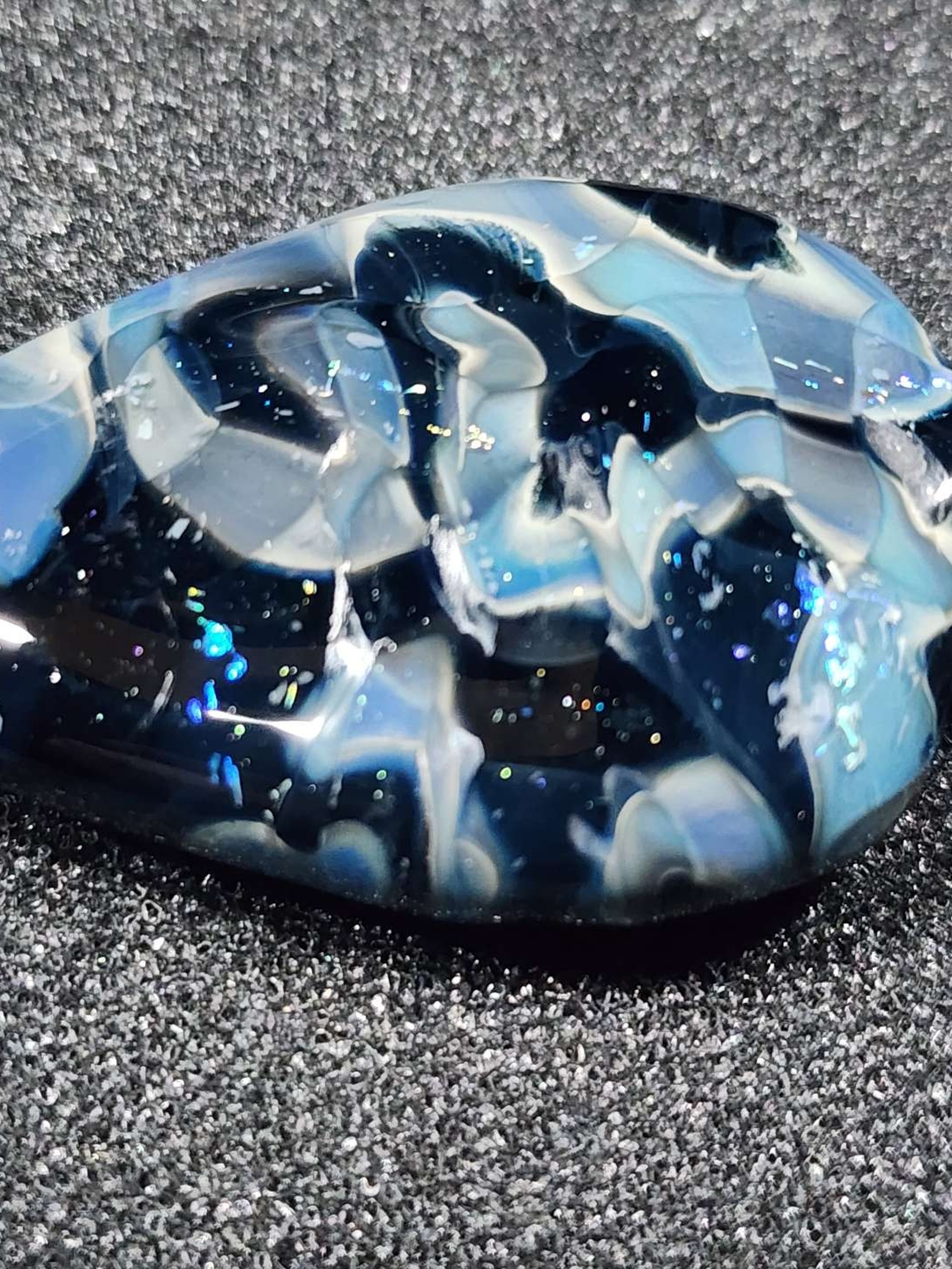 Preview pic of Blue striking rod and dicro over black spear head style pendant