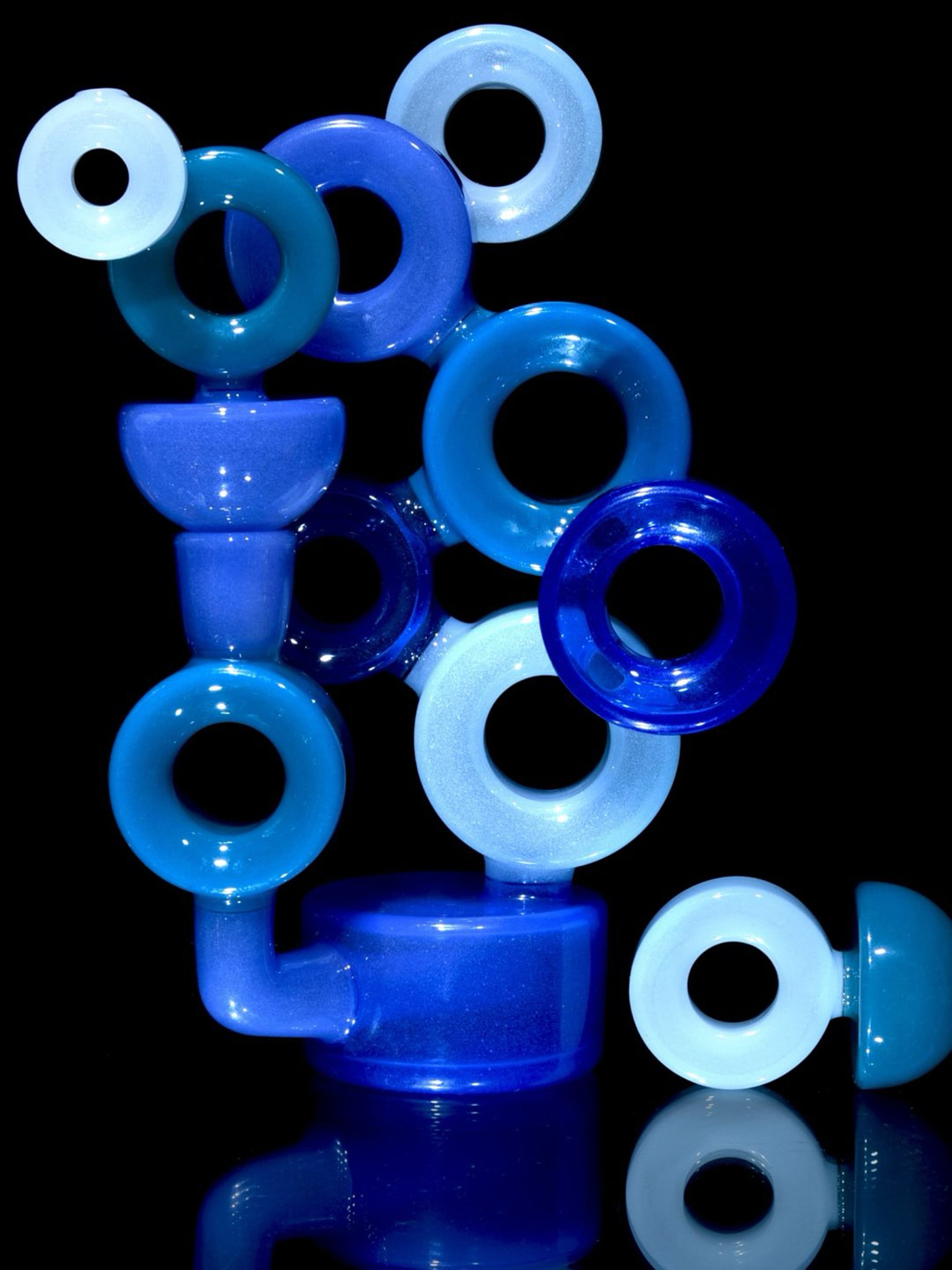 Preview pic of A Real Nobody - "Time to Make the Donuts" Bluetone Colorform Rig w/ matching caps- 14mm Female