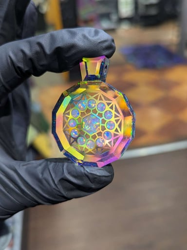 Preview pic of Socketed Opal Amulet Pendant by Kravin Glass and Graphic Zack