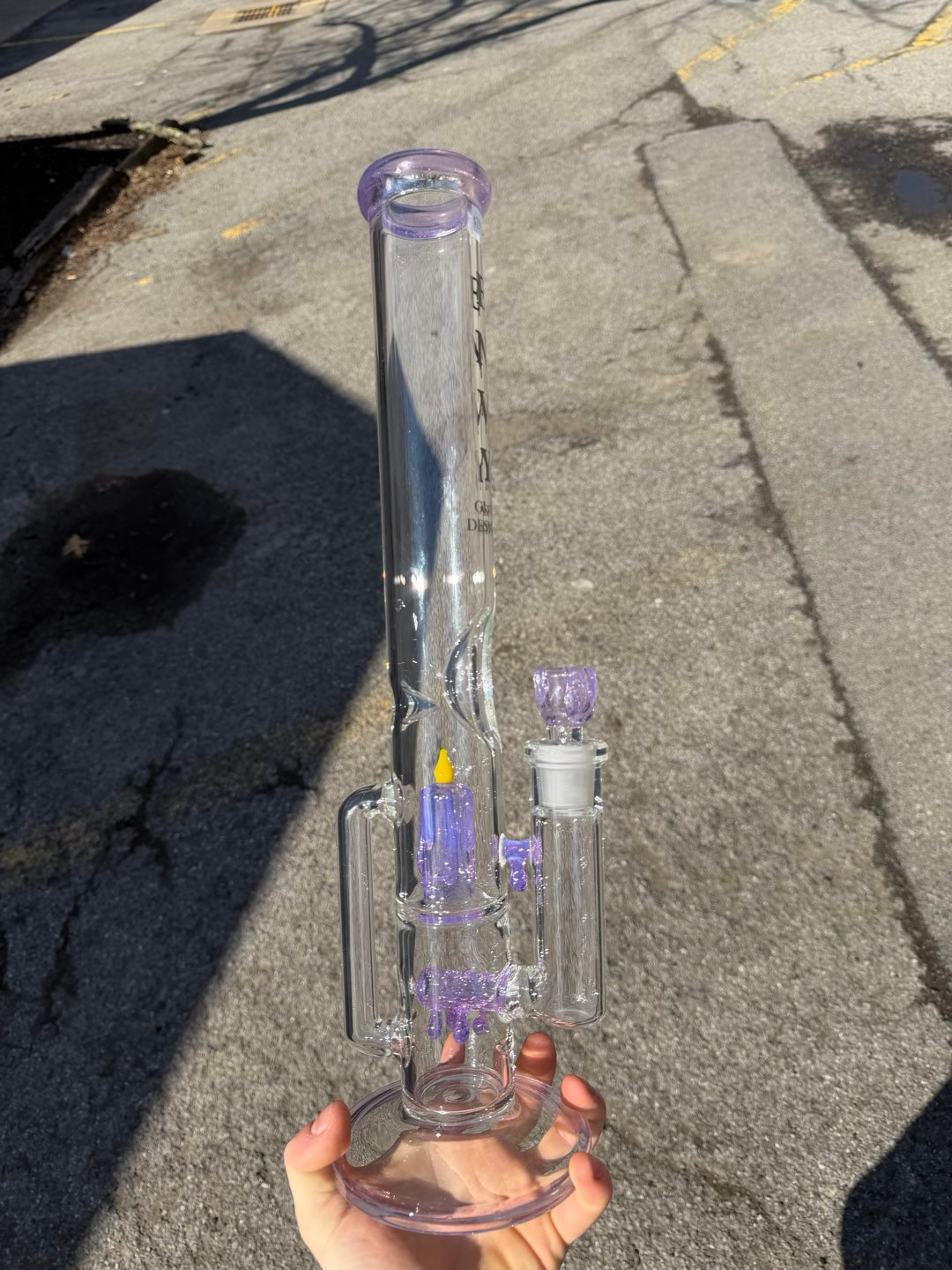 Preview pic of ENVY GLASS 17" CANDLE SERIES DUAL PERC RECYCLER BONG
