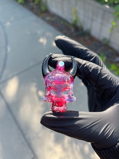 Preview pic of KBerg Phoenix Crushed Opal Horn Skull Pendant