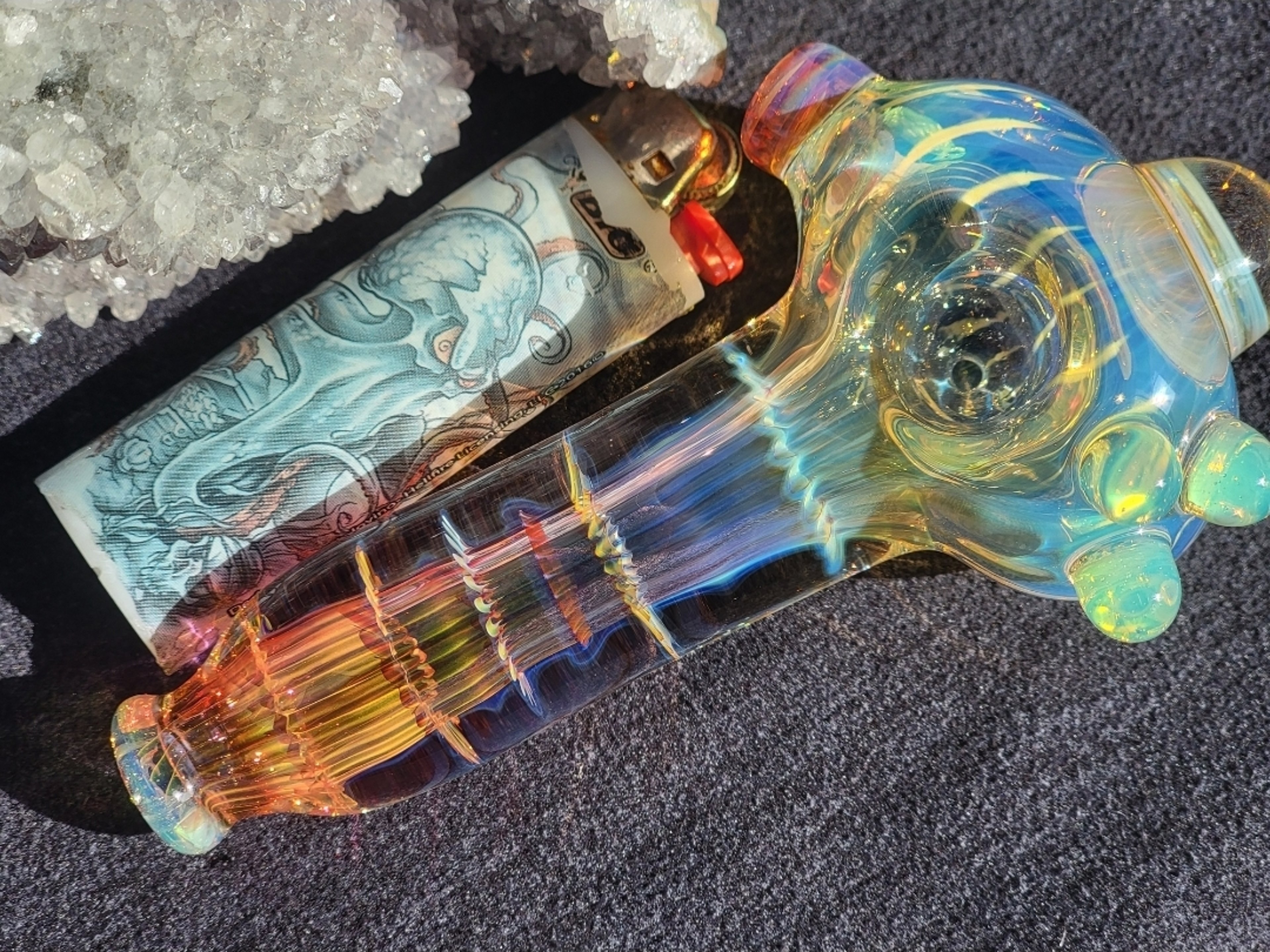 Preview pic of Heady Glass 5.09" Tobacco Smoking Handmade Fumed Pipe  Art Glass Made By Me