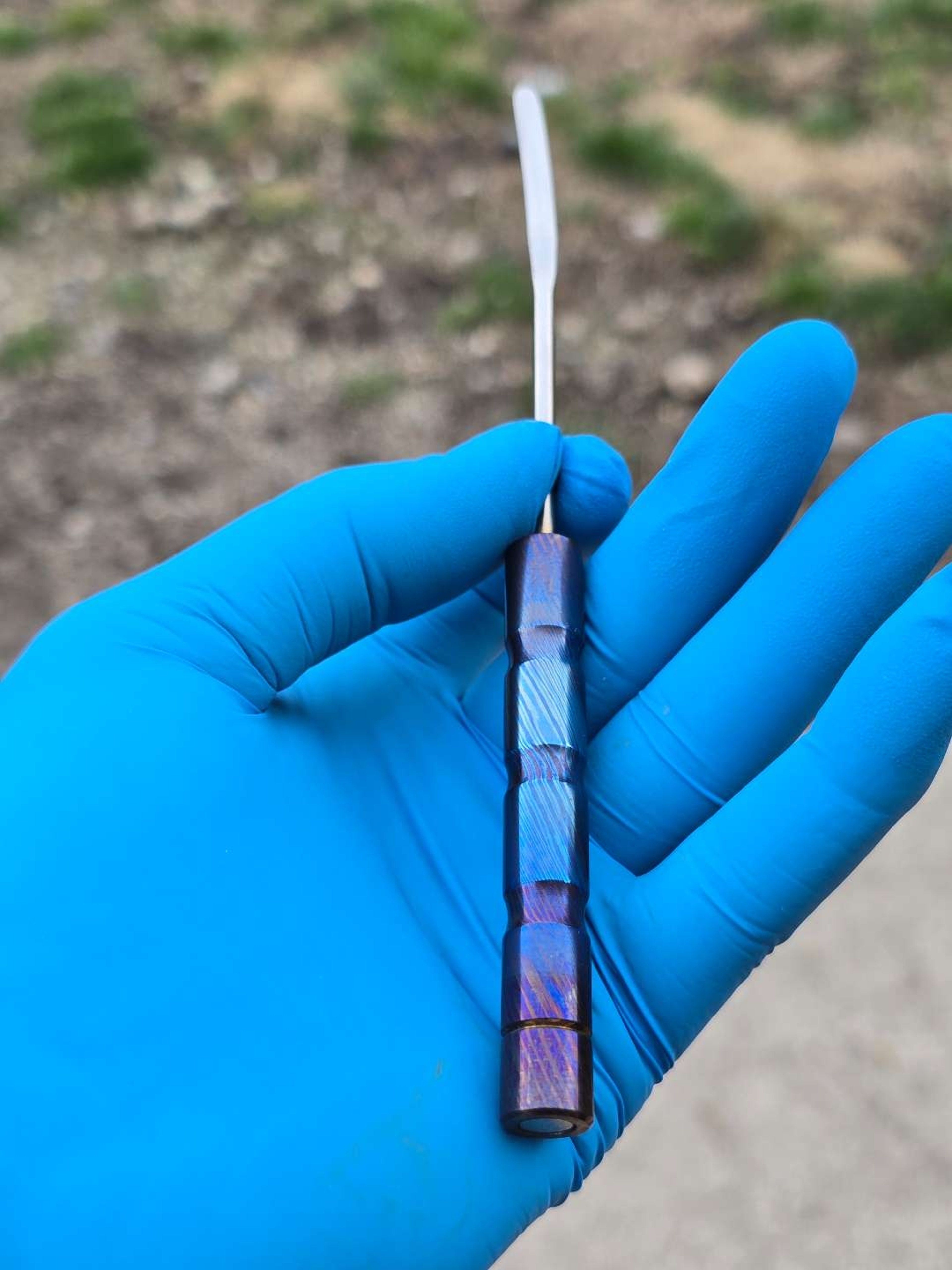 Preview pic of Timascus and stainless dab tool