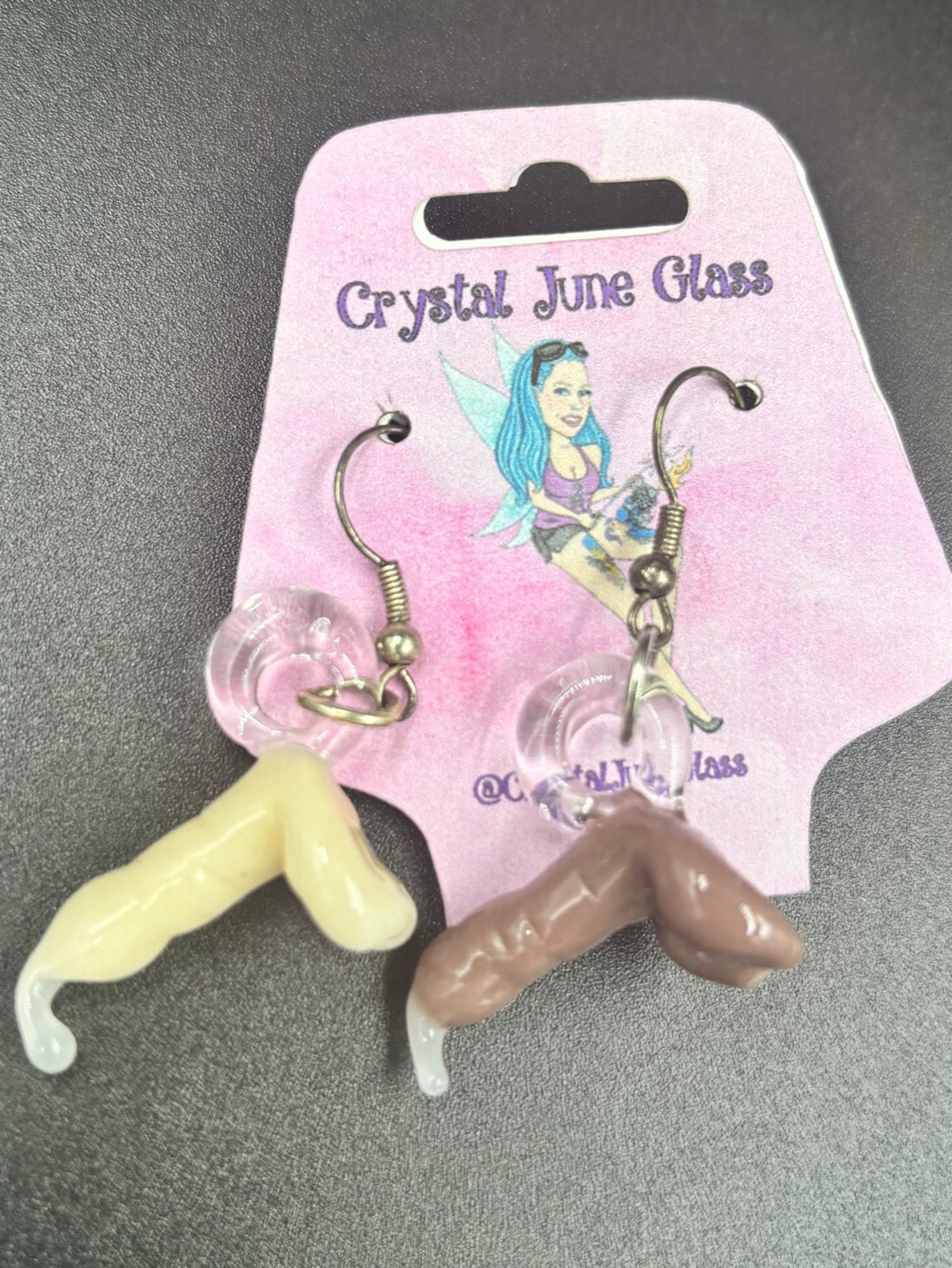 Crystal June jizzing dicks earrings image 0