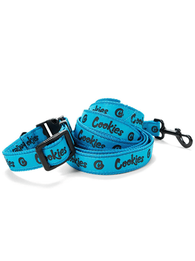 Preview pic of Cookies Original Logo Dog Leash & Collar Small Blue