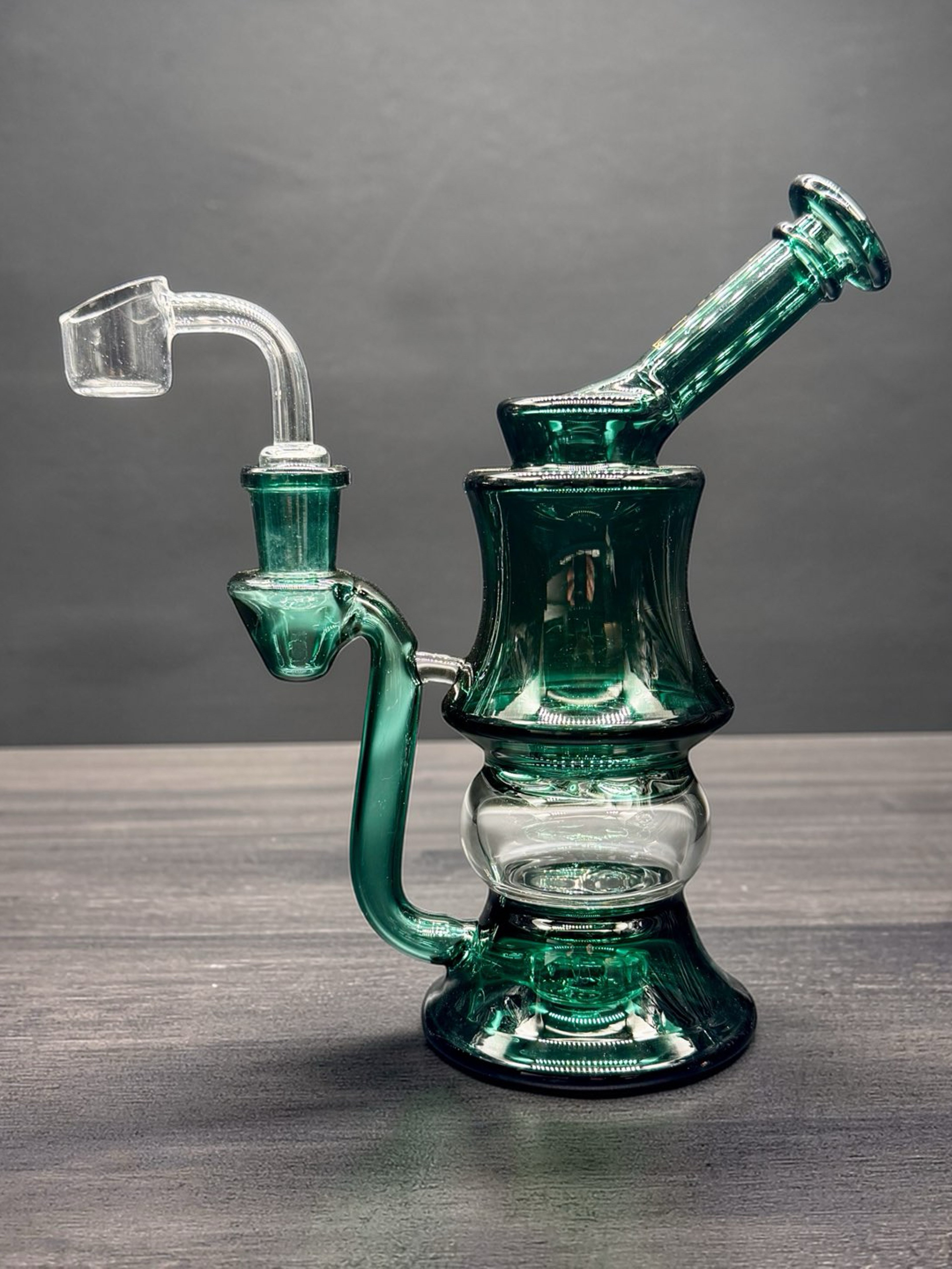 Alpha 7” Teal Glass Dab Rig – 14mm Quartz Banger & Dry Bowl image 0