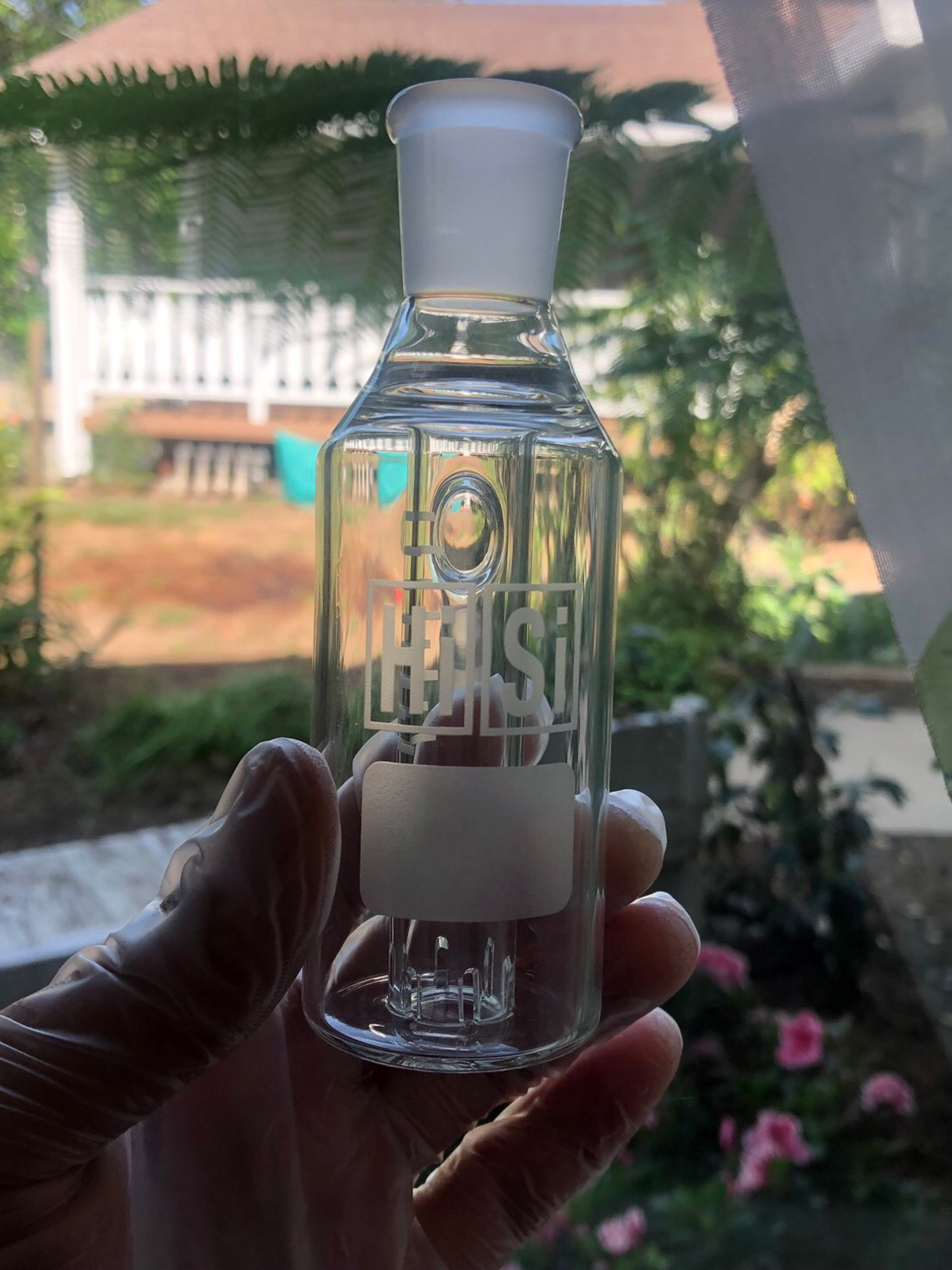 HiSi Glass 18mm 45° Hex Ash Catcher – V-Arm Diffuser – Clear image 0
