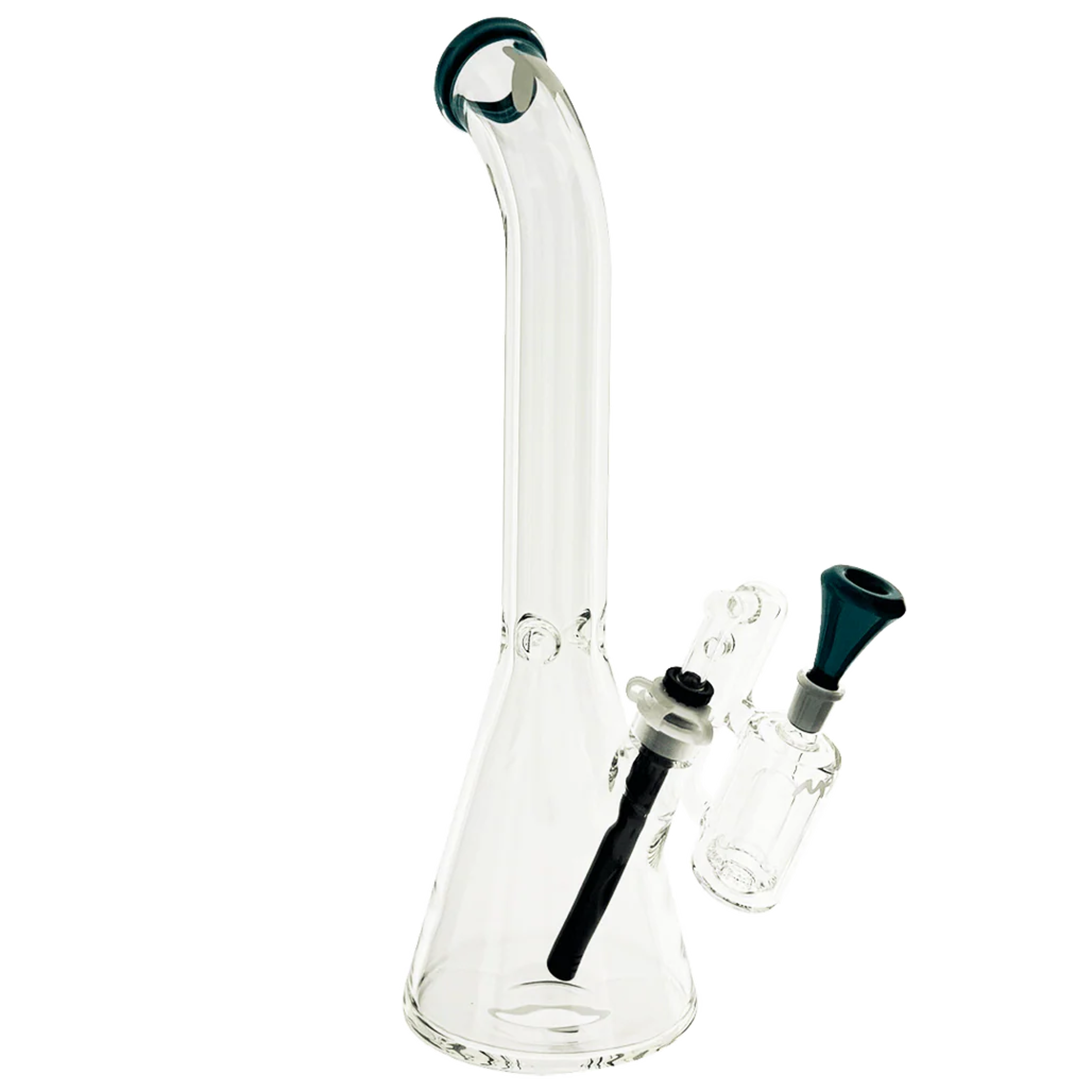 Preview pic of MAV Glass  18" x 9mm color top beaker Bong Bent Neck + Ash Catcher Combo Blue