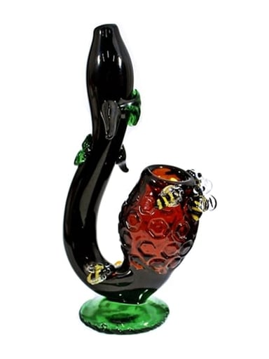 Preview pic of Honeycomb Bee Sherlock, Amber Fumed Nature‑Themed Glass Art