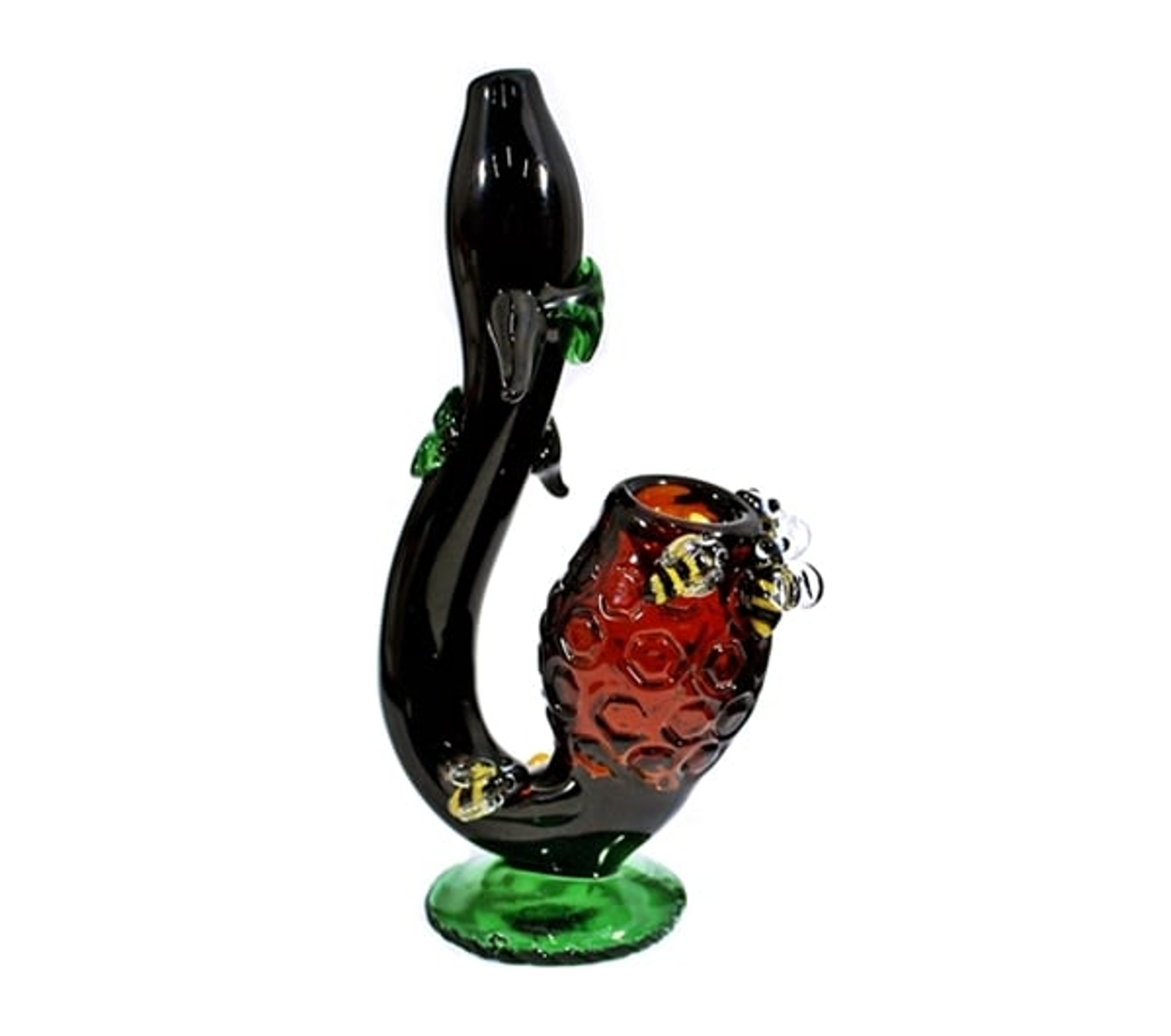 Preview pic of Honeycomb Bee Sherlock, Amber Fumed Nature‑Themed Glass Art