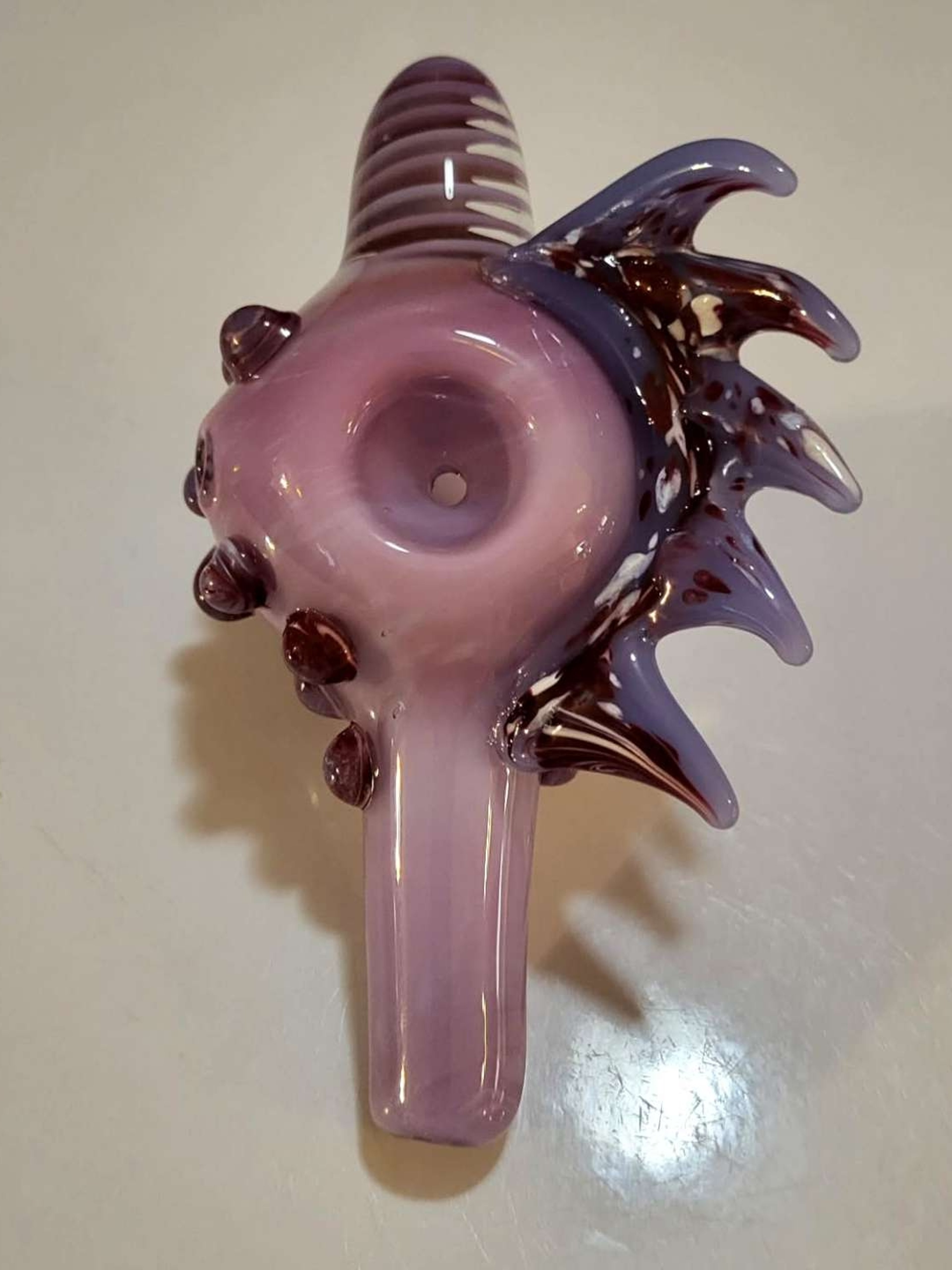 Preview pic of Purple Seashell Glass Pipe, Sculpted Ocean‑Inspired Art Piece