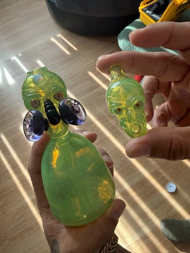 Preview pic of Upgrade glass gas mask jammer & matching bubble cap ( sunset slime ) cfl