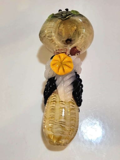 Preview pic of Flower Critter Glass Pipe, Nature Inspired Handcrafted Spoon