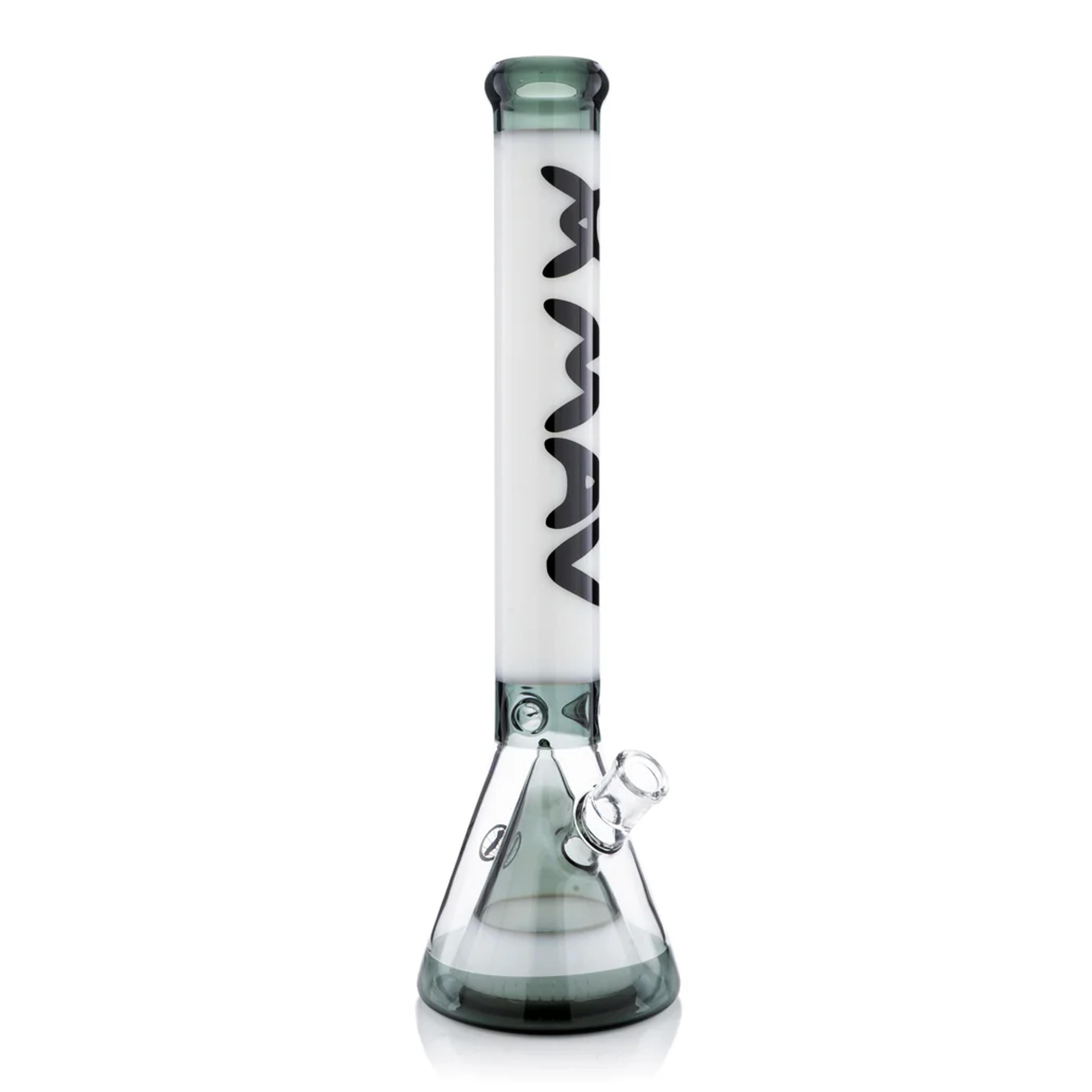 Preview pic of MAV Glass 18" Manhattan Pyramid Beaker White and Transparent Black