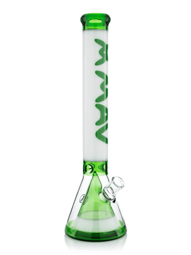 Preview pic of MAV Glass 18" Manhattan Pyramid Beaker Green and White