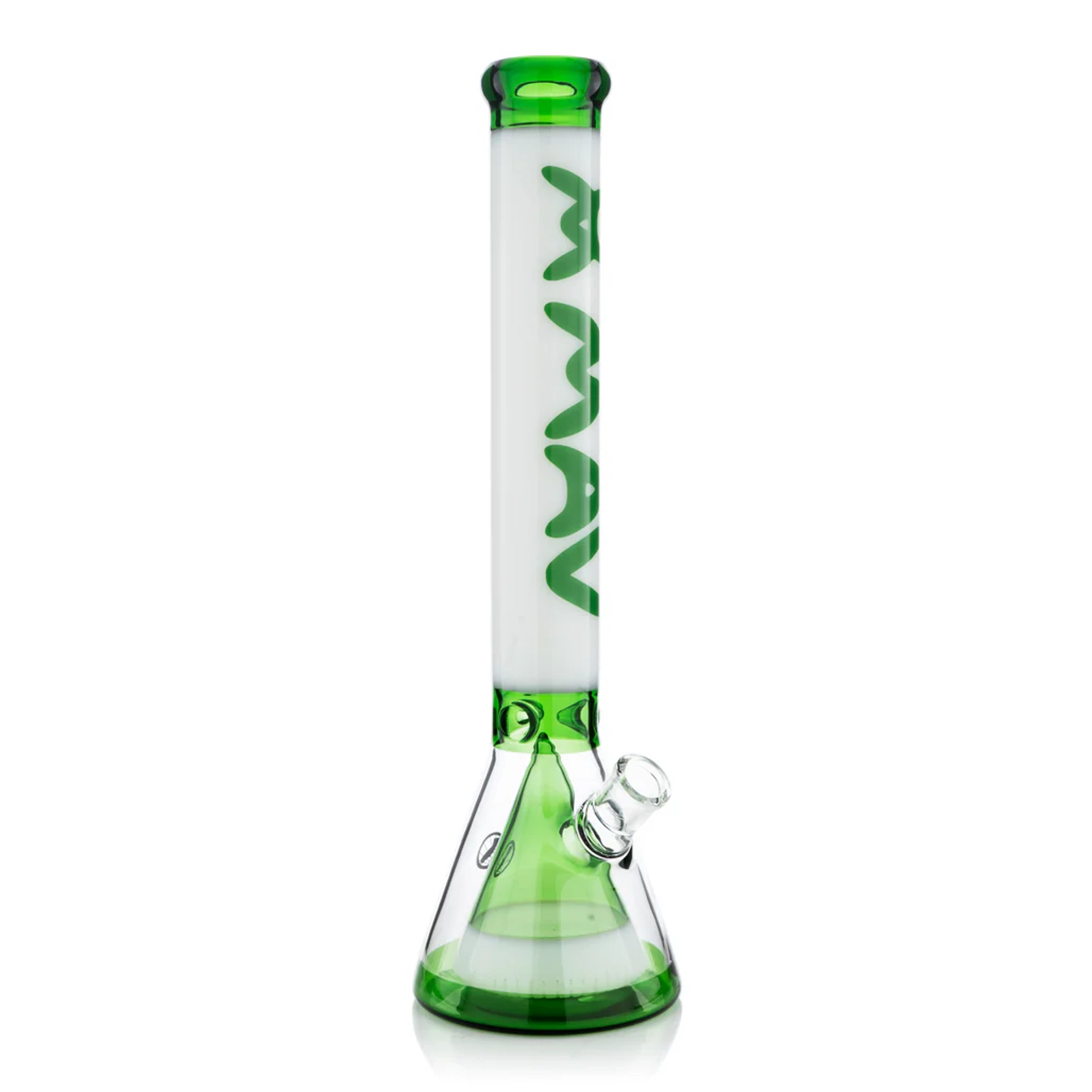Preview pic of MAV Glass 18" Manhattan Pyramid Beaker Green and White