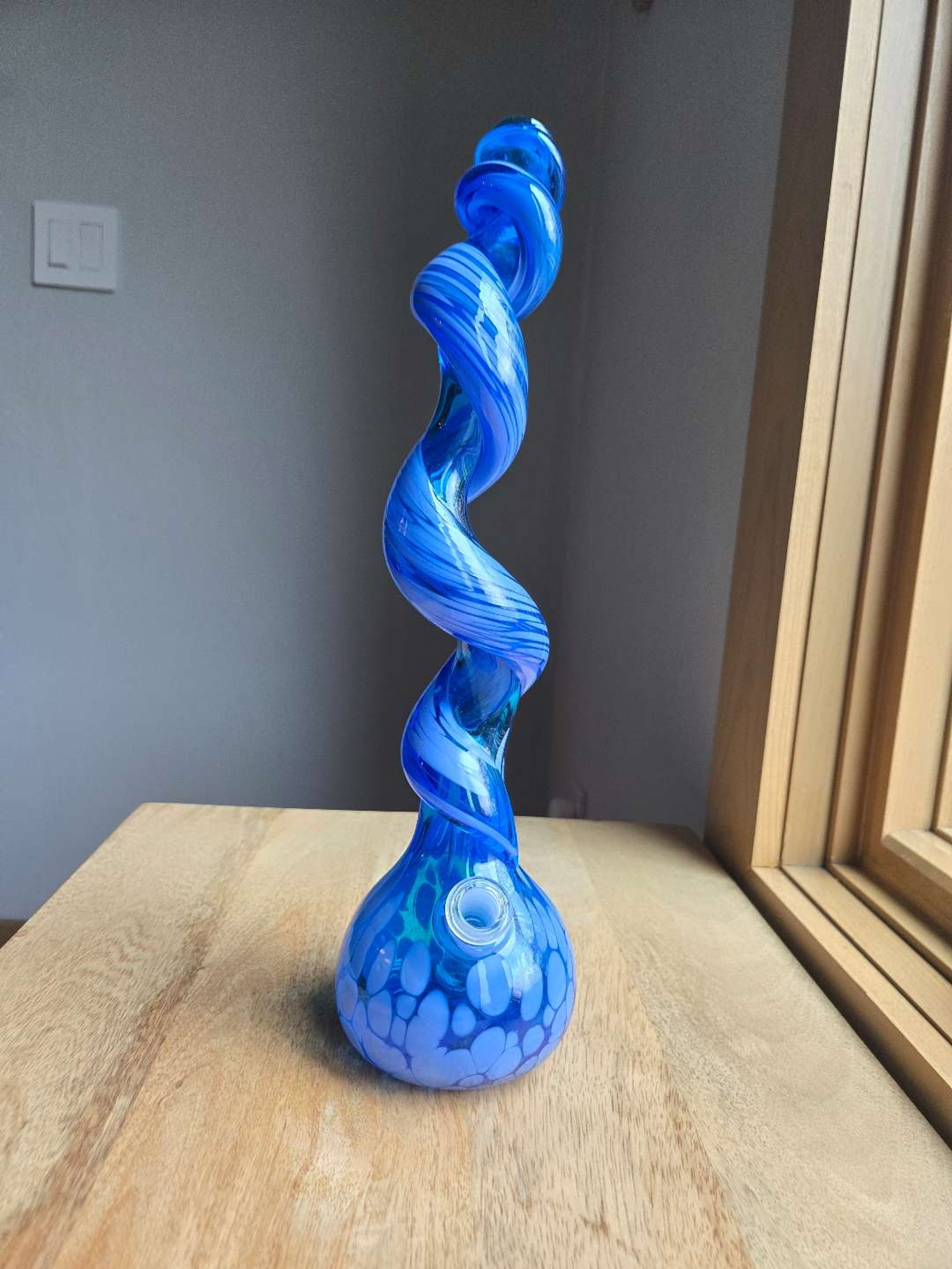 Preview pic of Special K 15 Inch Transparent Blue Stretch Bubble Bong