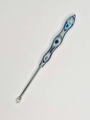 Preview pic of The "Sea Storm" Handmade Recycled Blue, White and Black HDPE Plastic Wax Clay Carving Tool - by The Mellow Box