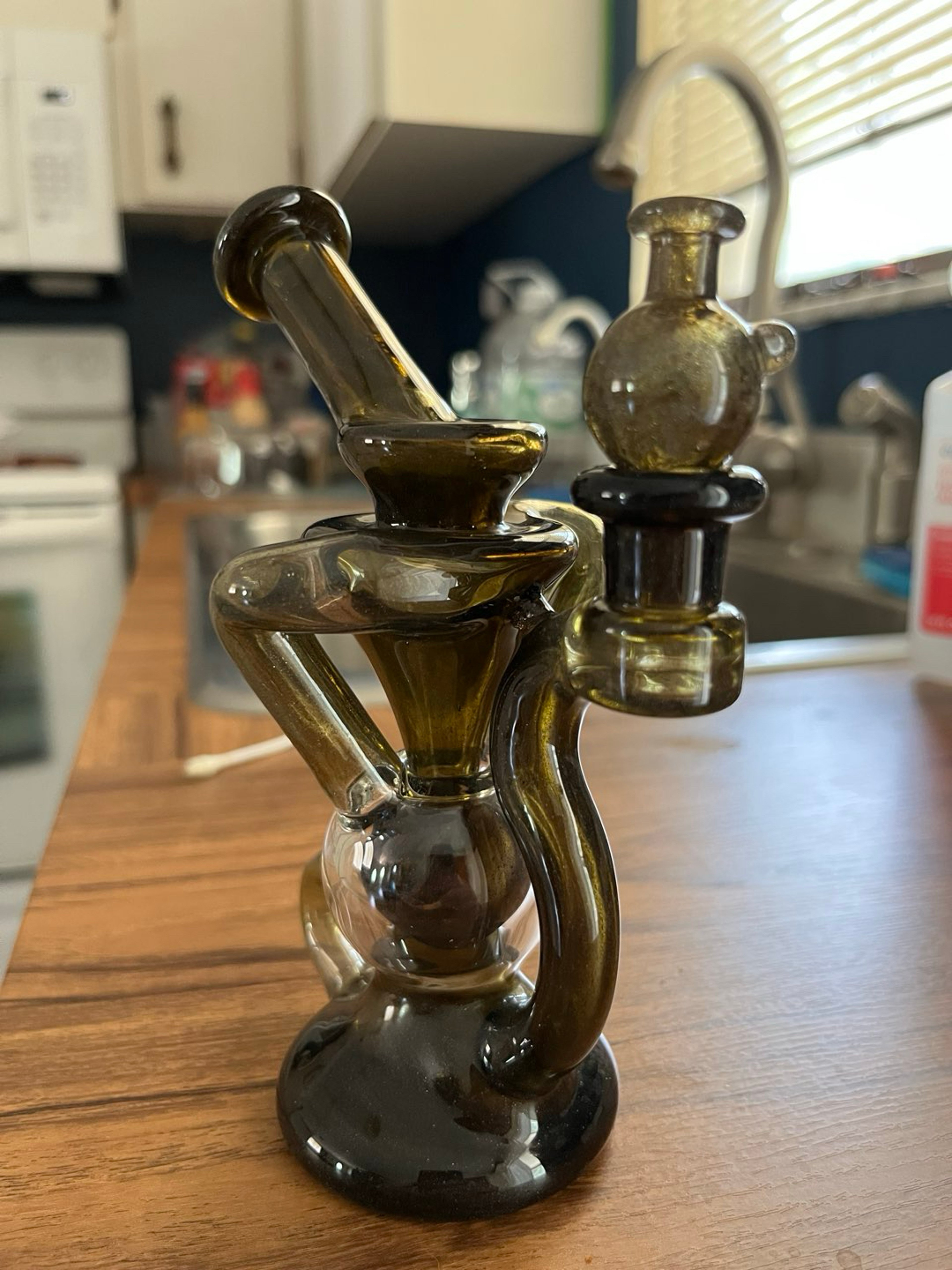 Preview pic of Blew glass ball cycler with bubble cap