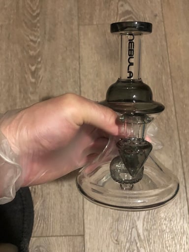Preview pic of Nebula Science 14mm Bell Rig - Smoke Grey Showerhead Perc - 6"