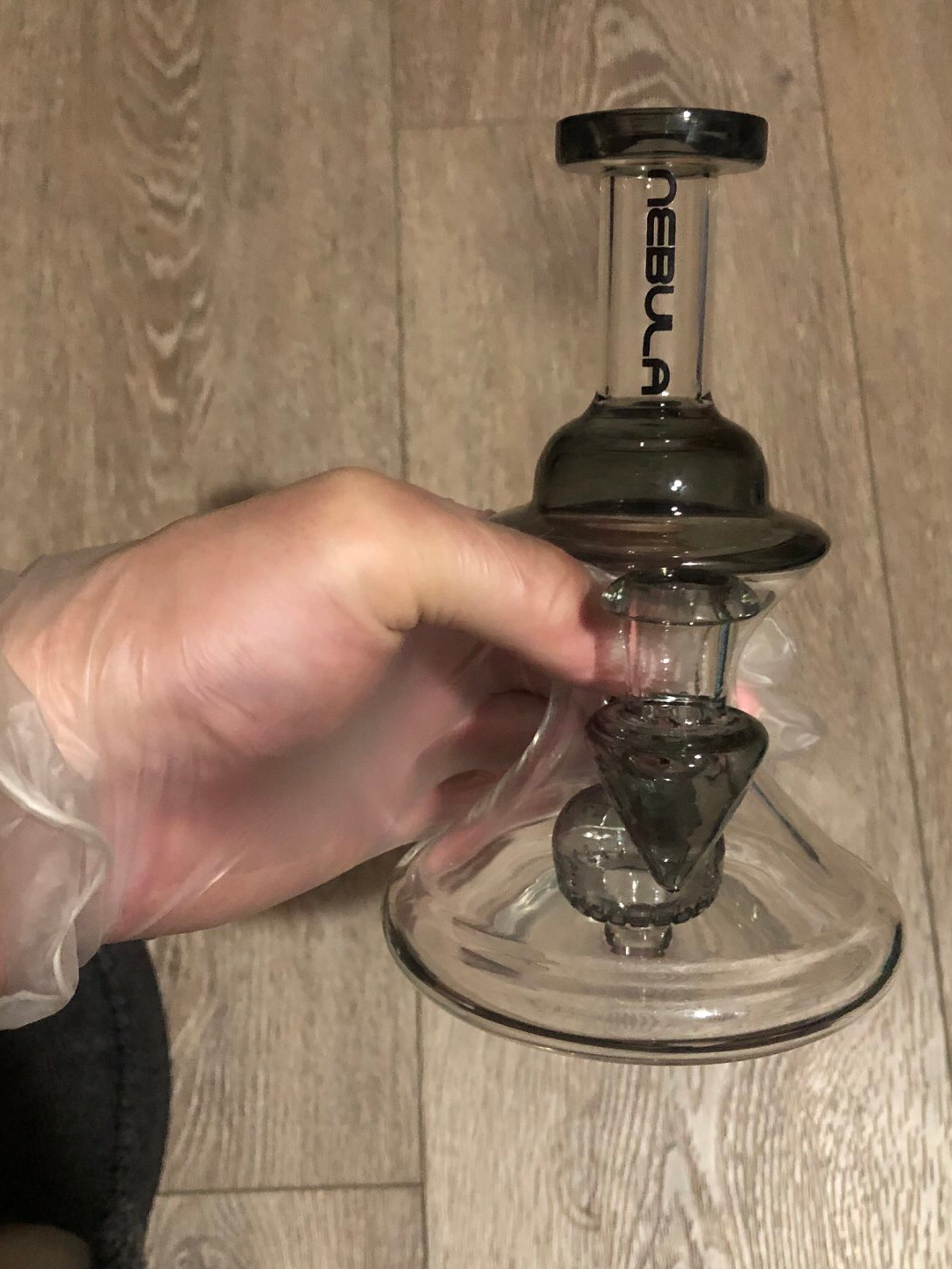 Nebula Science 14mm Bell Rig - Smoke Grey Showerhead Perc - 6" image 0