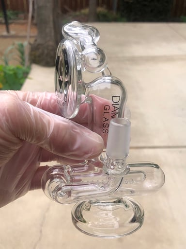 Preview pic of Diamond Glass "Select Series" 14mm Inline Bell Recycler – Gridded Disc – 5"