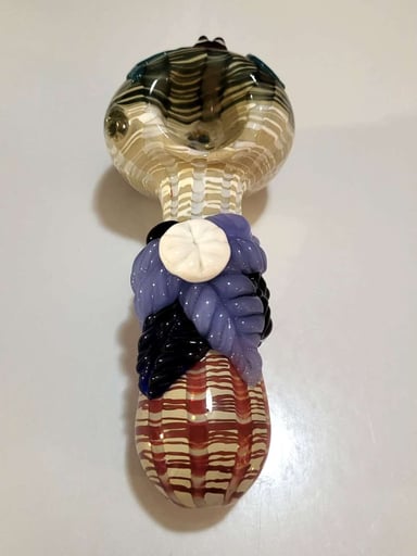 Preview pic of Flower Critter Glass Spoon Pipe, Handcrafted Nature‑Inspired Design