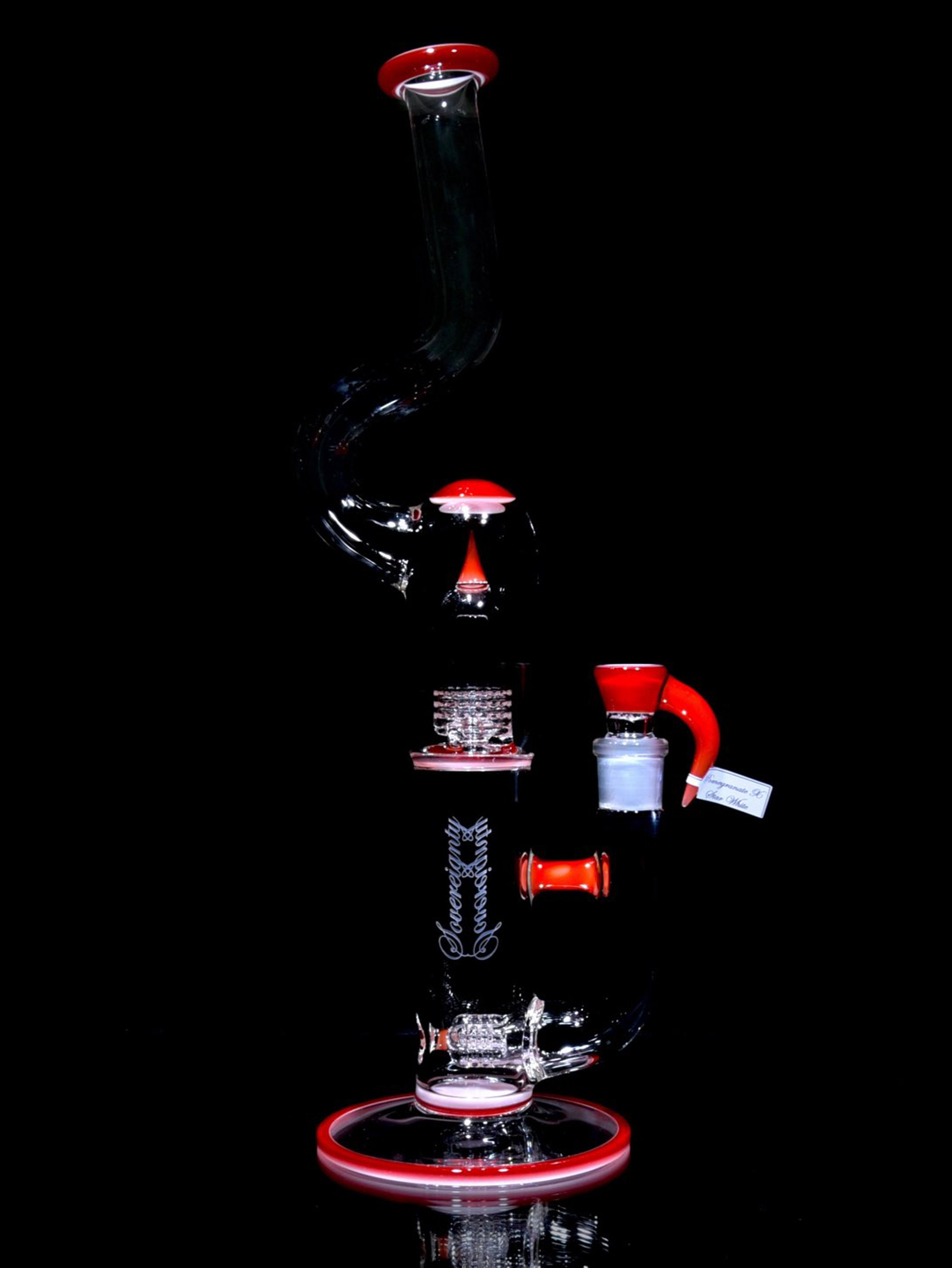 Sovereignty Glass - FA Natty Neck 3 Line 9.5mm 3 Cut to Mini Grid Dome - Pomegranate over Star White - 18mm Female image 0
