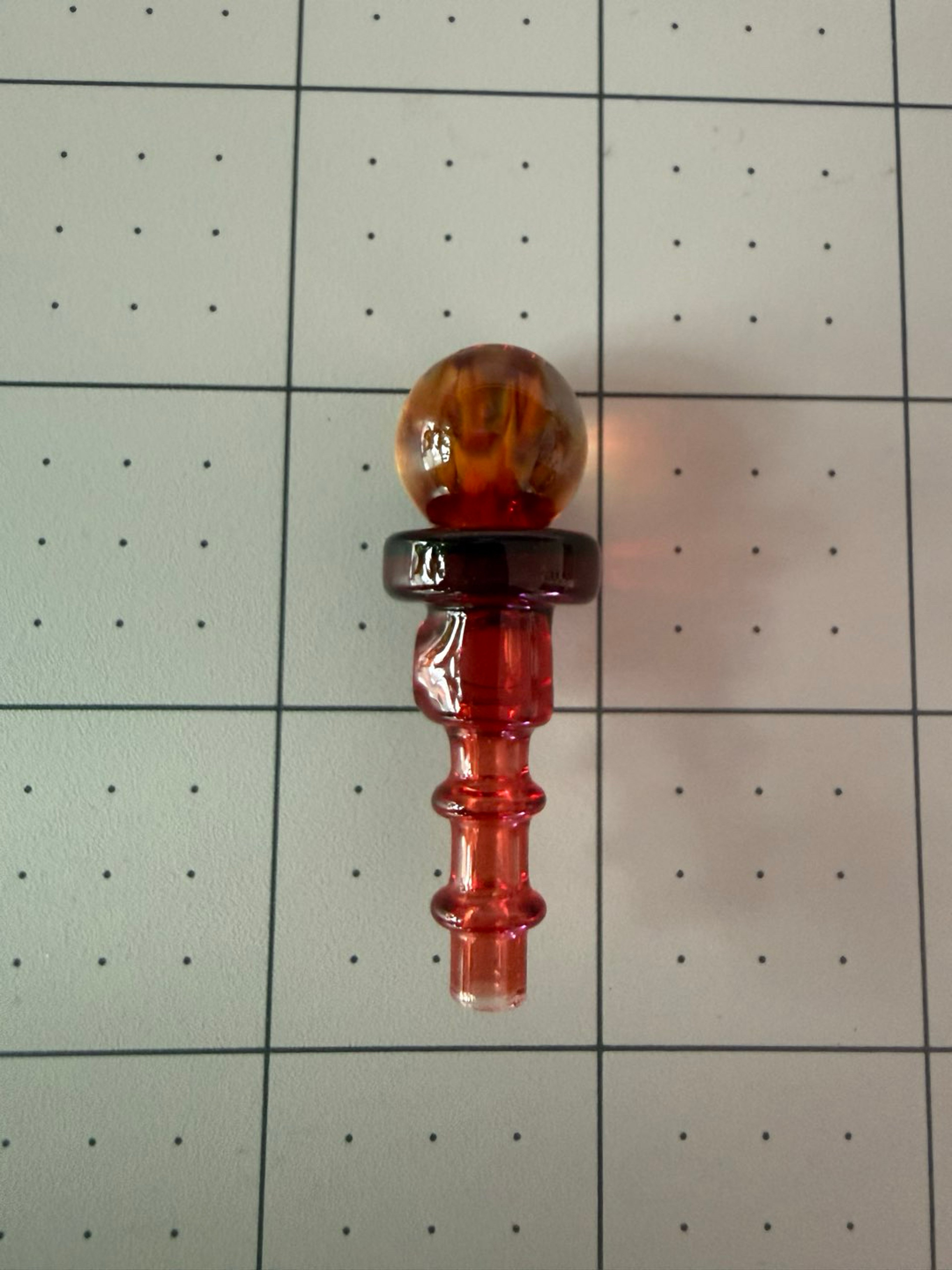 Preview pic of IRIDESCENT GLASS: COLORED MILLIE IMPLOSION PUFFCO PEAK PRO 3DXL JOYSTICK CAP red pom