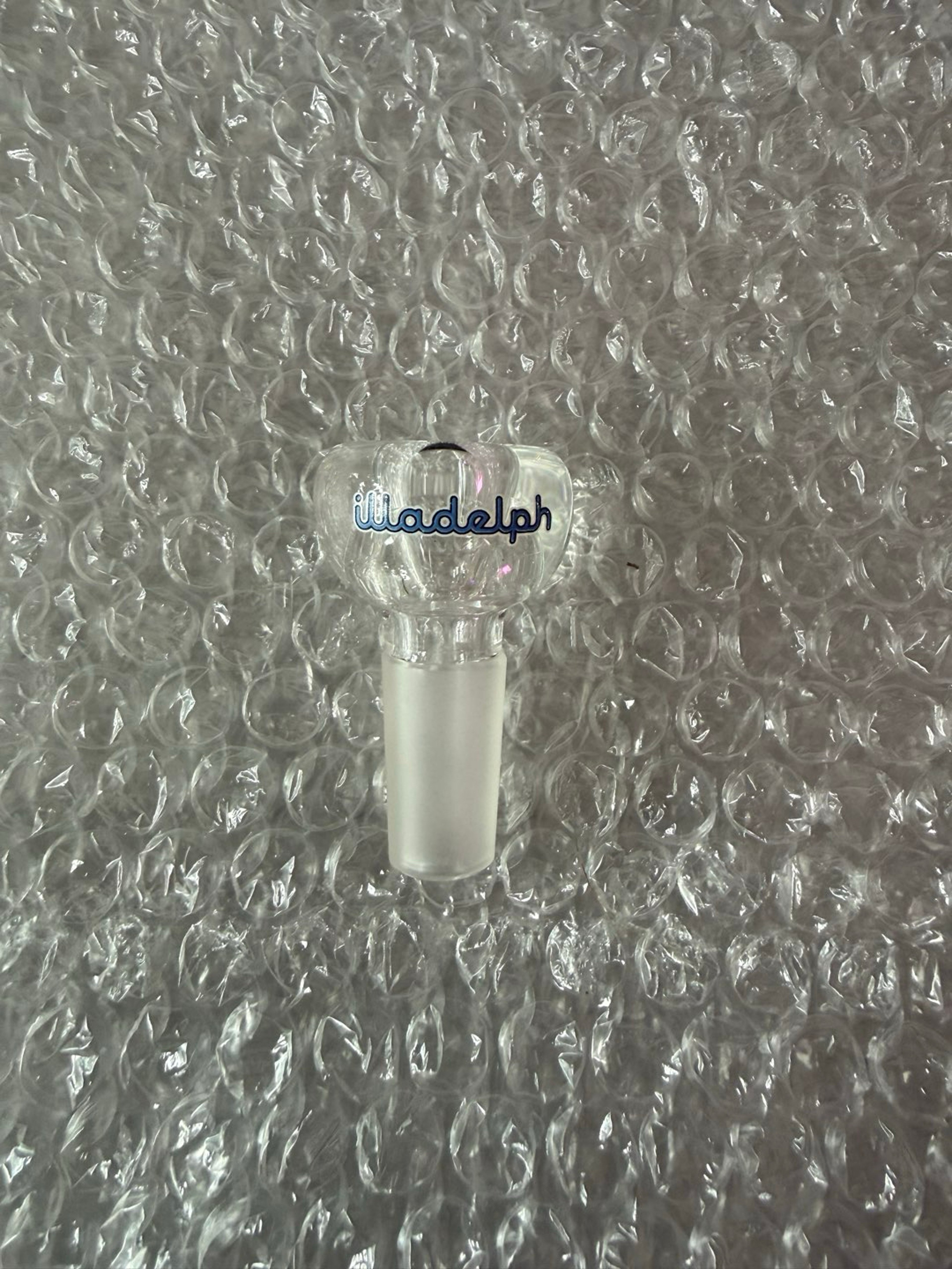 Preview pic of Illadelph 14mm bowl slide clear single hole blue script