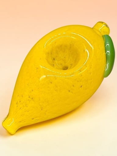 Preview pic of Handmade Lemon Glass Pipe – Unique Fruit Design Hand Pipe (3”–3.2”)