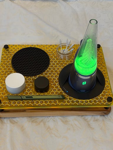 Preview pic of PuffCo Peak Pro Power Dock Tray with Colorful Acrylic and Wood Base