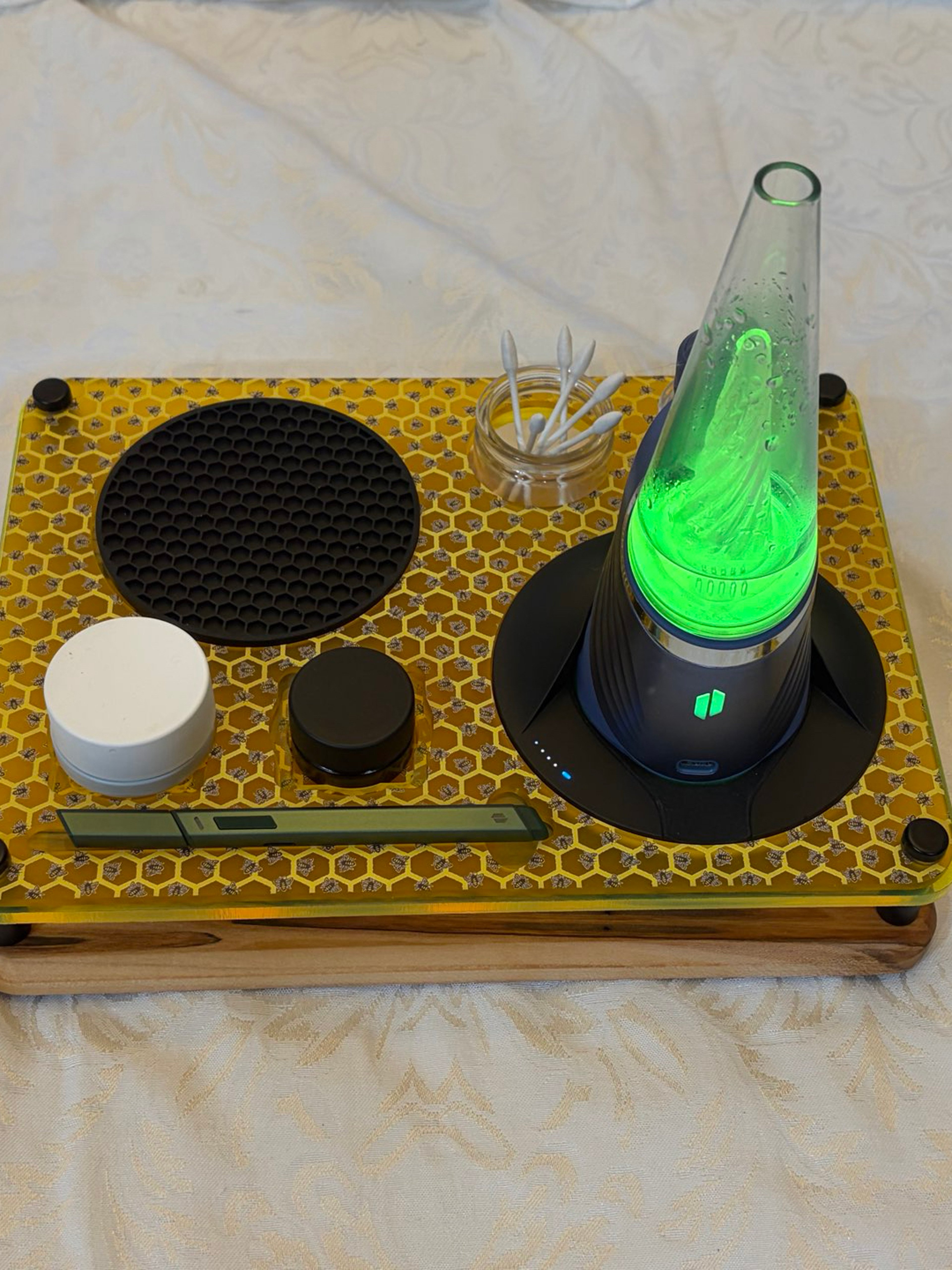 Preview pic of PuffCo Peak Pro Power Dock Tray with Colorful Acrylic and Wood Base