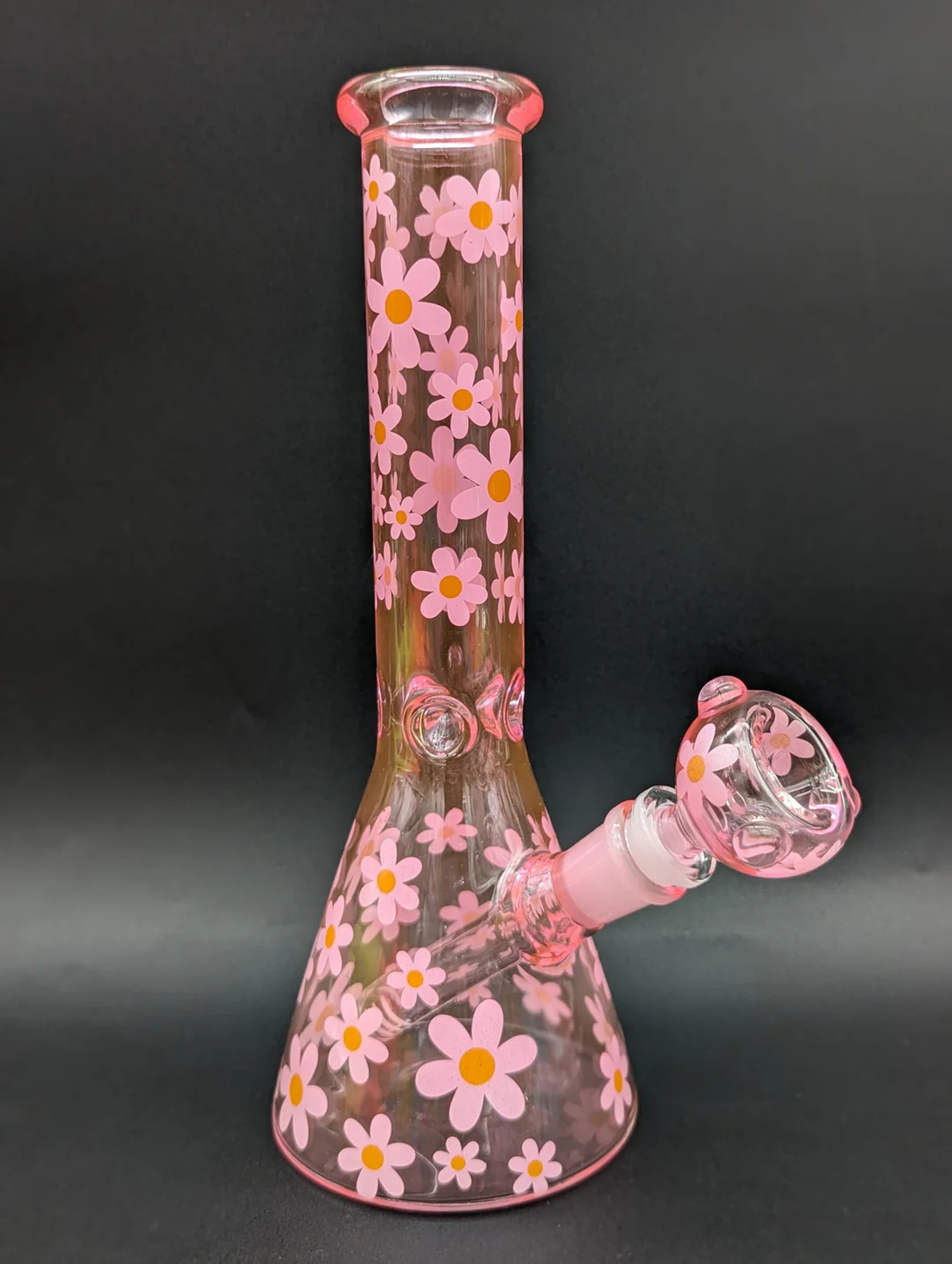 Preview pic of PINK FLORAL BEAKER BONG 10"