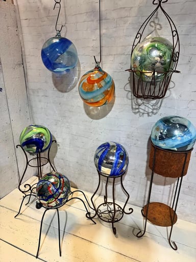 Preview pic of Hand Blown Art Glass Gazing Ball - 12" Patio Decor